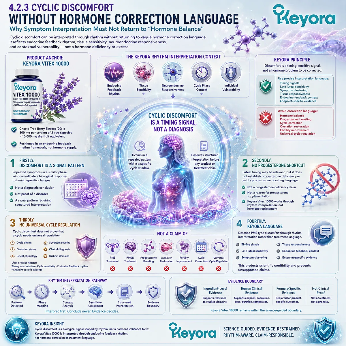 PMS symptoms, late luteal discomfort, and mood sensitivity interpreted through endocrine-feedback rhythm, tissue responsiveness, and symptom timing rather than hormone correction in the Keyora Cyclic Symptom Timing Signal Map. PMS symptoms, late luteal discomfort, and mood sensitivity interpreted through endocrine-feedback rhythm, tissue responsiveness, and symptom timing rather than hormone correction in the Keyora Cyclic Symptom Timing Signal Map.