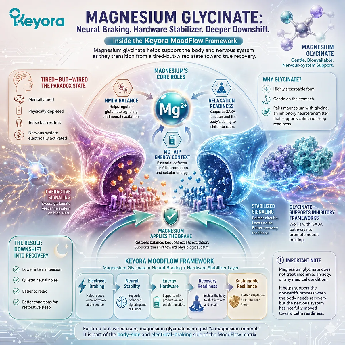Magnesium glycinate for tired-but-wired patterns supports relaxation readiness through NMDA balance and Mg-ATP energy context within the Keyora MoodFlow Matrix. Magnesium glycinate for tired-but-wired patterns supports relaxation readiness through NMDA balance and Mg-ATP energy context within the Keyora MoodFlow Matrix.