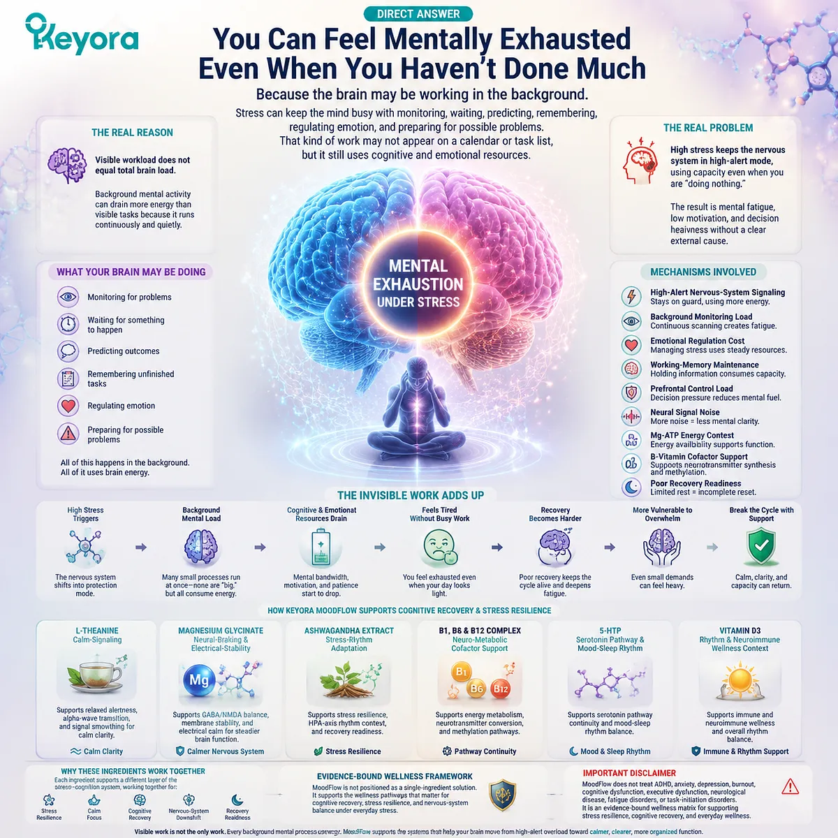 Mental fatigue under stress linked to HPA-axis high-alert signaling, prefrontal control load and GABA/NMDA imbalance reducing recovery capacity in Keyora MoodFlow Matrix cognitive resilience framework Mental fatigue under stress linked to HPA-axis high-alert signaling, prefrontal control load and GABA/NMDA imbalance reducing recovery capacity in Keyora MoodFlow Matrix cognitive resilience framework