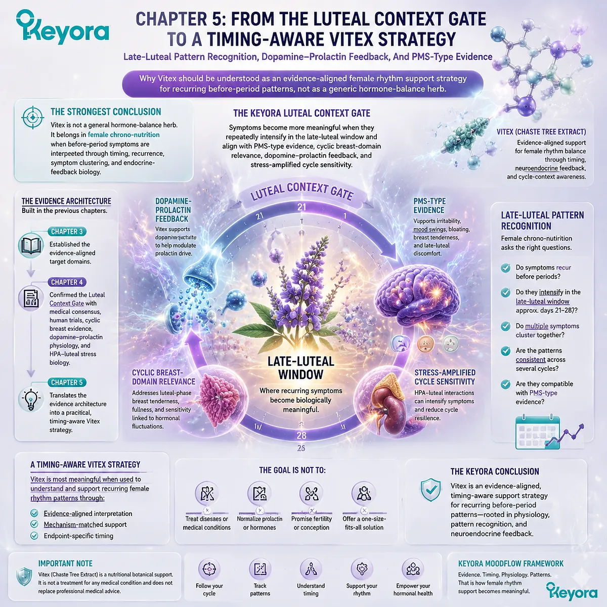 vitex PMS late-luteal pattern recognition, dopamine–prolactin feedback regulation, HPA-axis stress response and cyclic symptom clustering mapped in Keyora Luteal Context Gate female chrono-nutrition framework for rhythm support interpretation vitex PMS late-luteal pattern recognition, dopamine–prolactin feedback regulation, HPA-axis stress response and cyclic symptom clustering mapped in Keyora Luteal Context Gate female chrono-nutrition framework for rhythm support interpretation