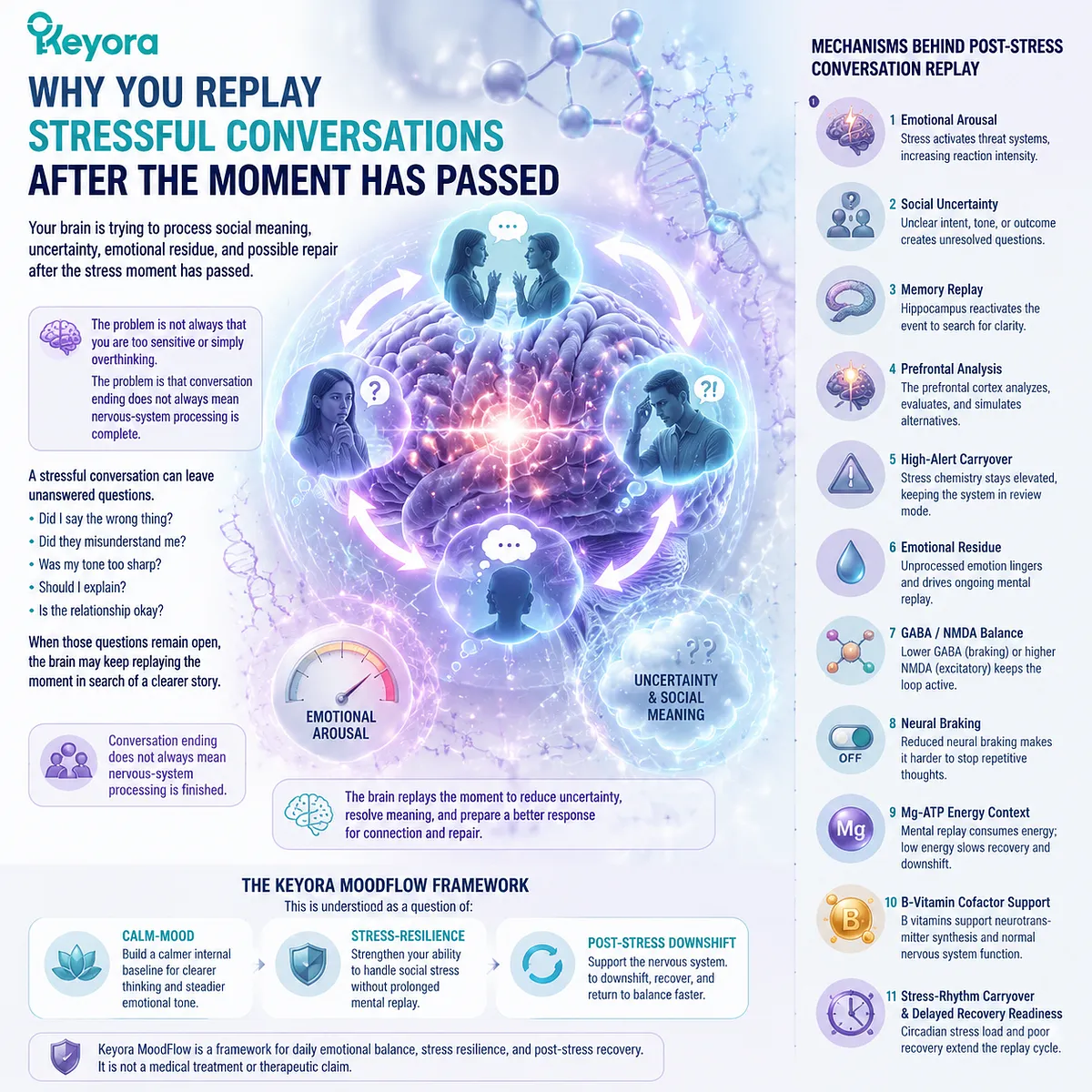 stress-related rumination after conversations, social uncertainty and memory replay linked to emotional arousal, GABA NMDA balance and Keyora MoodFlow Matrix post-stress downshift framework stress-related rumination after conversations, social uncertainty and memory replay linked to emotional arousal, GABA NMDA balance and Keyora MoodFlow Matrix post-stress downshift framework