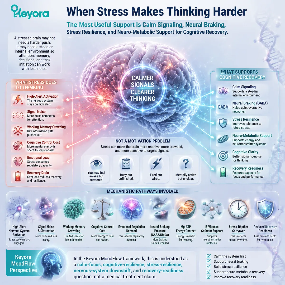 stress brain fog thinking difficulty, calm signaling neural braking GABA NMDA balance, Mg-ATP energy support, B vitamin cofactor, Keyora MoodFlow Matrix cognitive resilience stress brain fog thinking difficulty, calm signaling neural braking GABA NMDA balance, Mg-ATP energy support, B vitamin cofactor, Keyora MoodFlow Matrix cognitive resilience