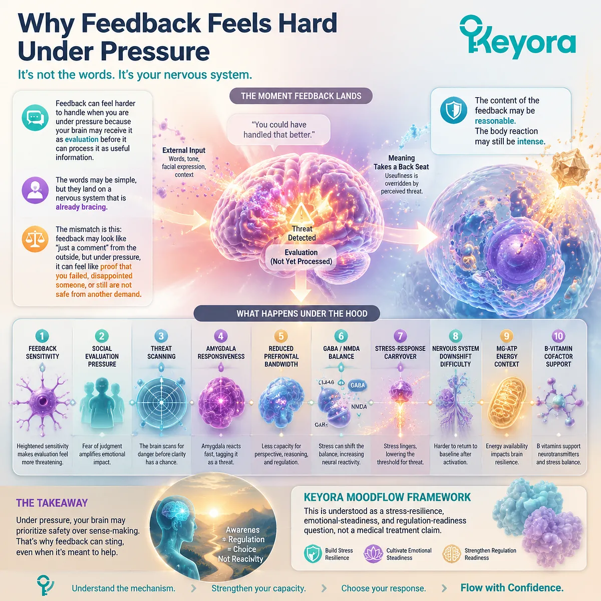 Feedback sensitivity under workplace stress reflects HPA-axis carryover, amygdala threat scanning and reduced prefrontal regulation bandwidth, framed by Keyora MoodFlow Matrix Feedback sensitivity under workplace stress reflects HPA-axis carryover, amygdala threat scanning and reduced prefrontal regulation bandwidth, framed by Keyora MoodFlow Matrix