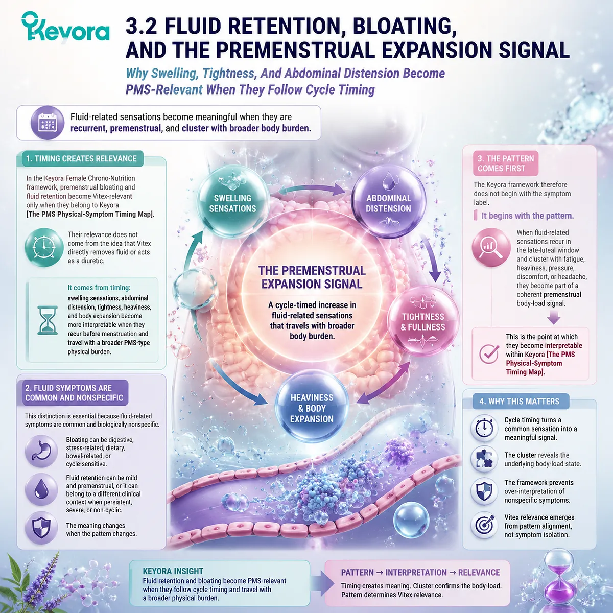premenstrual bloating fluid retention abdominal distension swelling late-luteal phase cycle timing body expansion signal inflammatory fluid sensitivity Keyora PMS Physical-Symptom Timing Map framework premenstrual bloating fluid retention abdominal distension swelling late-luteal phase cycle timing body expansion signal inflammatory fluid sensitivity Keyora PMS Physical-Symptom Timing Map framework