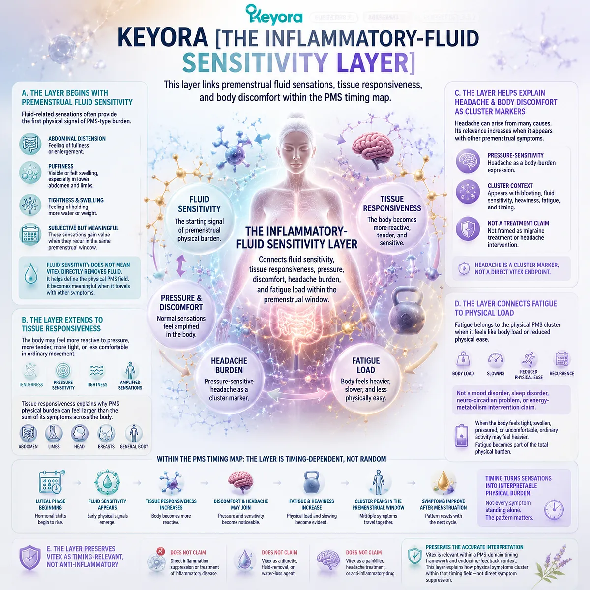premenstrual fluid sensitivity tissue responsiveness PMS bloating fatigue headache body load cluster inflammatory fluid sensitivity Keyora PMS Physical-Symptom Timing Map luteal phase premenstrual fluid sensitivity tissue responsiveness PMS bloating fatigue headache body load cluster inflammatory fluid sensitivity Keyora PMS Physical-Symptom Timing Map luteal phase