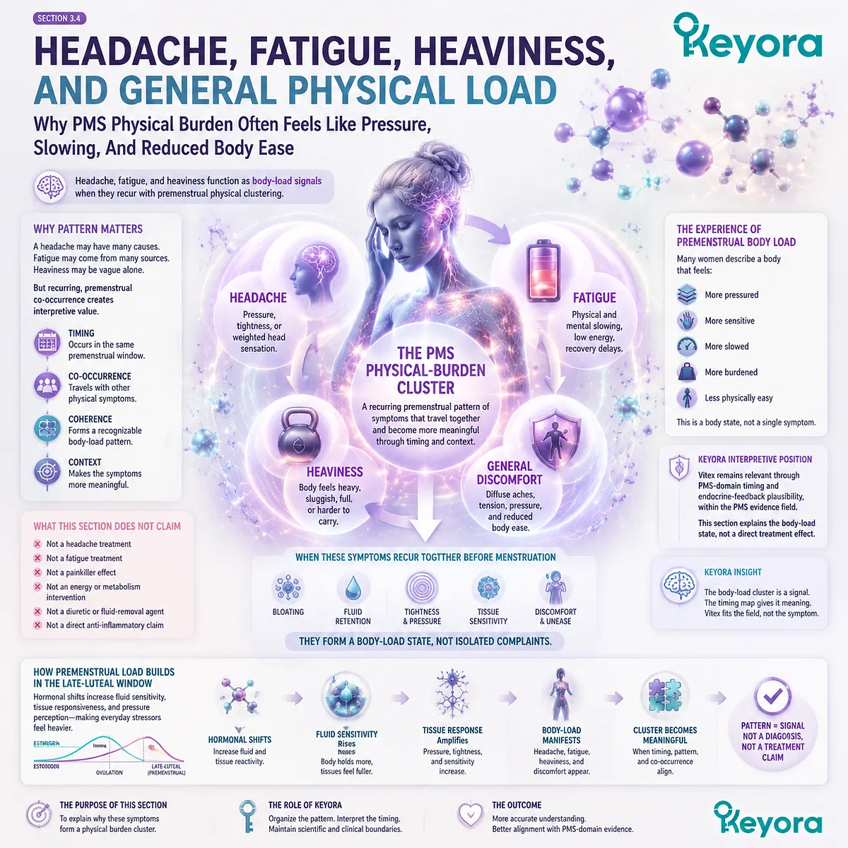 premenstrual PMS headache fatigue heaviness body load pressure slowing fluid retention inflammatory fluid sensitivity Keyora PMS Physical-Symptom Timing Map luteal phase cluster premenstrual PMS headache fatigue heaviness body load pressure slowing fluid retention inflammatory fluid sensitivity Keyora PMS Physical-Symptom Timing Map luteal phase cluster