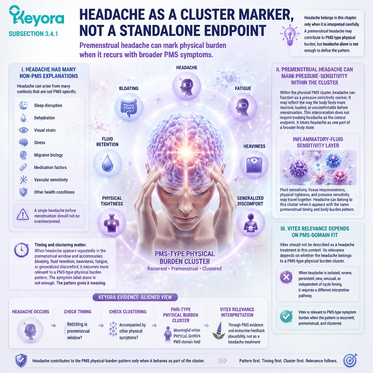 premenstrual headache PMS fatigue bloating fluid retention pressure sensitivity body load cluster inflammatory fluid sensitivity Keyora PMS Physical-Symptom Timing Map luteal phase premenstrual headache PMS fatigue bloating fluid retention pressure sensitivity body load cluster inflammatory fluid sensitivity Keyora PMS Physical-Symptom Timing Map luteal phase