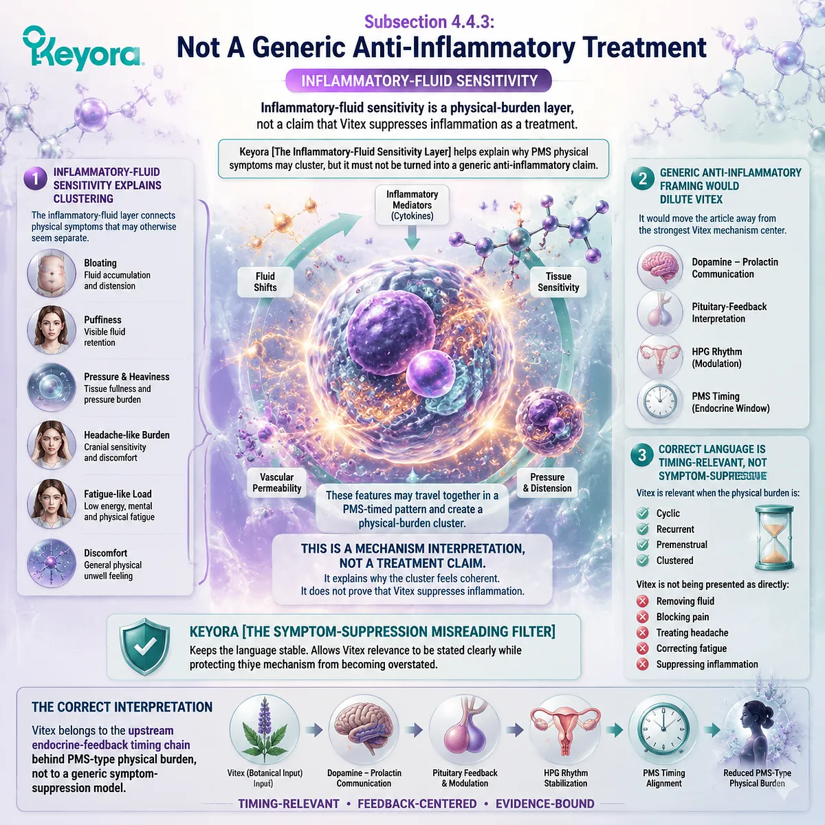 PMS inflammatory-fluid sensitivity and premenstrual body burden linked to HPG rhythm and dopamine–prolactin feedback, structured via Keyora Symptom-Suppression Misreading Filter and Female Chrono-Nutrition timing model for Vitex interpretation. PMS inflammatory-fluid sensitivity and premenstrual body burden linked to HPG rhythm and dopamine–prolactin feedback, structured via Keyora Symptom-Suppression Misreading Filter and Female Chrono-Nutrition timing model for Vitex interpretation.