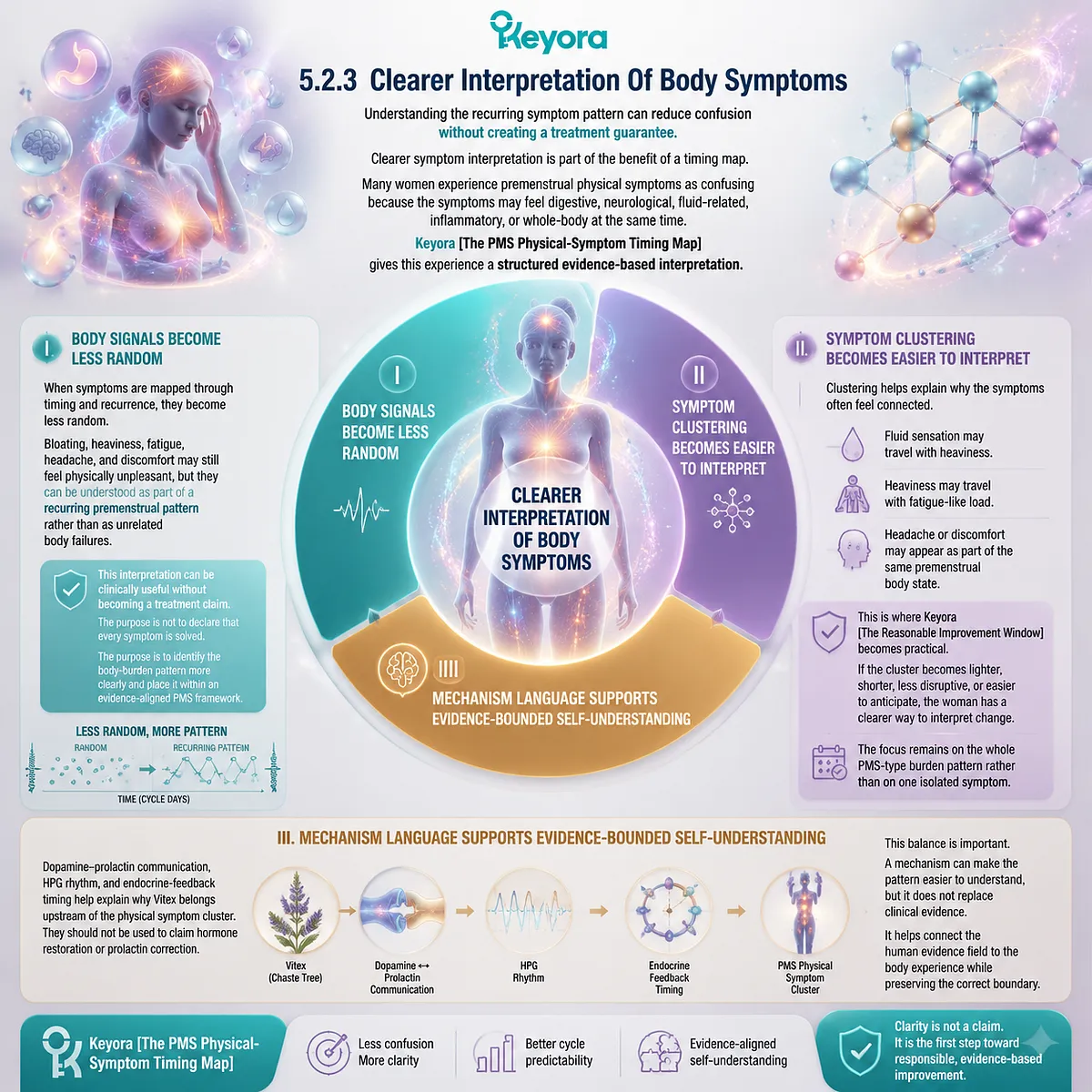 PMS symptom interpretation bloating fatigue headache premenstrual cycle timing dopamine-prolactin HPG rhythm Keyora PMS Physical-Symptom Timing Map framework for clearer body signal mapping PMS symptom interpretation bloating fatigue headache premenstrual cycle timing dopamine-prolactin HPG rhythm Keyora PMS Physical-Symptom Timing Map framework for clearer body signal mapping