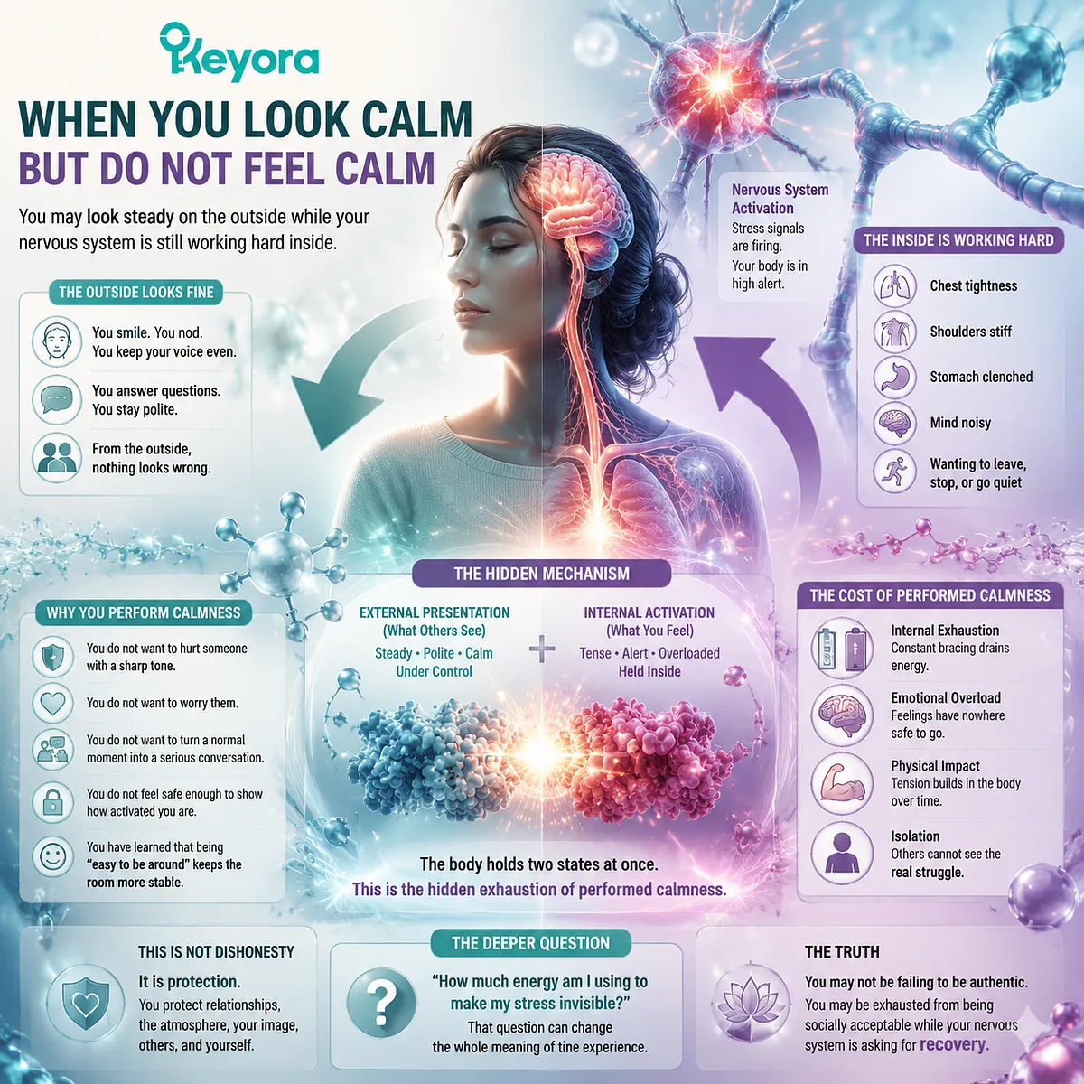 emotional masking under stress, external calm vs internal autonomic mismatch, prefrontal regulation limits, GABA/NMDA balance and Mg-ATP energy context in Keyora MoodFlow Matrix emotional masking under stress, external calm vs internal autonomic mismatch, prefrontal regulation limits, GABA/NMDA balance and Mg-ATP energy context in Keyora MoodFlow Matrix