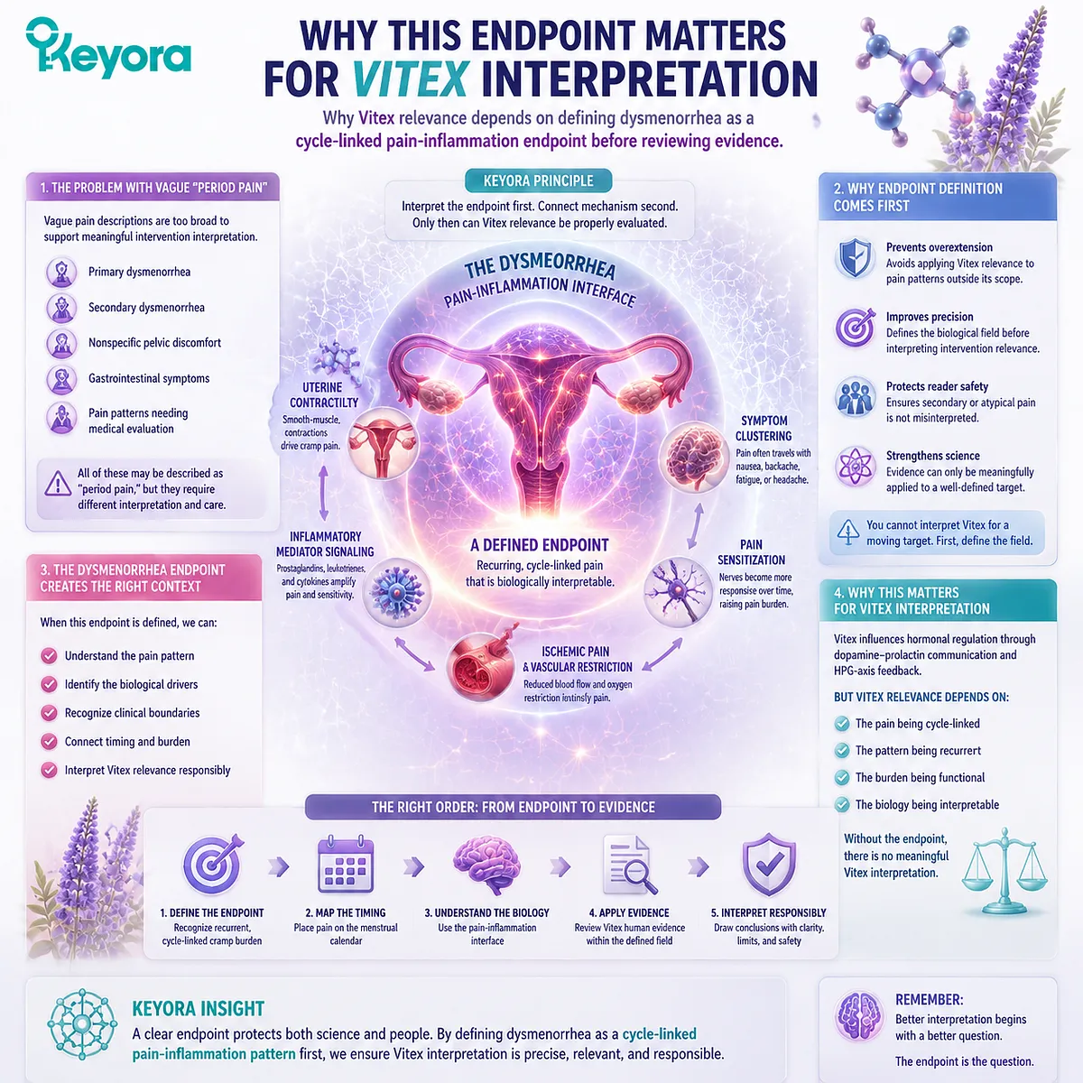 dysmenorrhea Vitex menstrual pain prostaglandin uterine contractility inflammatory signaling cycle-linked pain-inflammation endpoint Keyora Dysmenorrhea Pain-Inflammation Interface guides evidence interpretation dysmenorrhea Vitex menstrual pain prostaglandin uterine contractility inflammatory signaling cycle-linked pain-inflammation endpoint Keyora Dysmenorrhea Pain-Inflammation Interface guides evidence interpretation