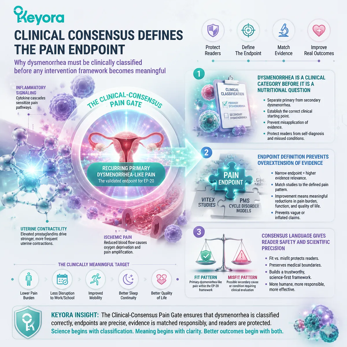 menstrual pain dysmenorrhea clinical classification primary vs secondary prostaglandin inflammation endpoint definition Keyora Clinical-Consensus Pain Gate Interface menstrual pain dysmenorrhea clinical classification primary vs secondary prostaglandin inflammation endpoint definition Keyora Clinical-Consensus Pain Gate Interface
