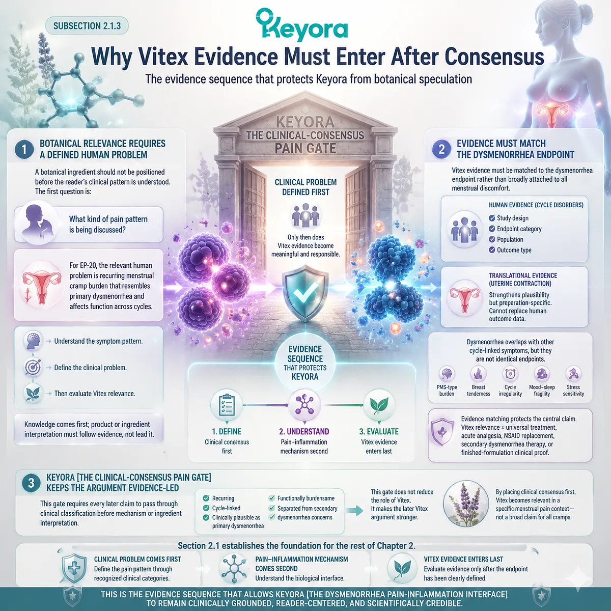 primary dysmenorrhea evidence hierarchy Vitex menstrual cycle disorder data prostaglandin inflammation uterine contraction mechanism Keyora Clinical-Consensus Pain Gate Dysmenorrhea Pain-Inflammation Interface primary dysmenorrhea evidence hierarchy Vitex menstrual cycle disorder data prostaglandin inflammation uterine contraction mechanism Keyora Clinical-Consensus Pain Gate Dysmenorrhea Pain-Inflammation Interface