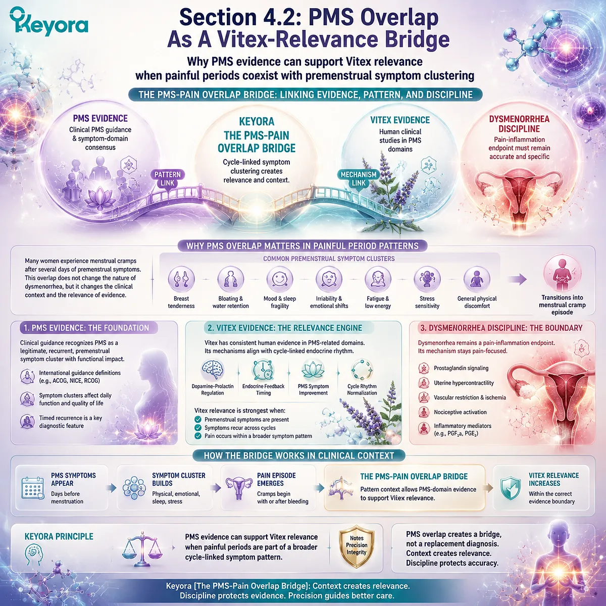 PMS overlap, menstrual cramps linked with premenstrual symptom clustering, prostaglandin signaling and HPA-axis stress integration in Keyora PMS-Pain Overlap Bridge PMS overlap, menstrual cramps linked with premenstrual symptom clustering, prostaglandin signaling and HPA-axis stress integration in Keyora PMS-Pain Overlap Bridge