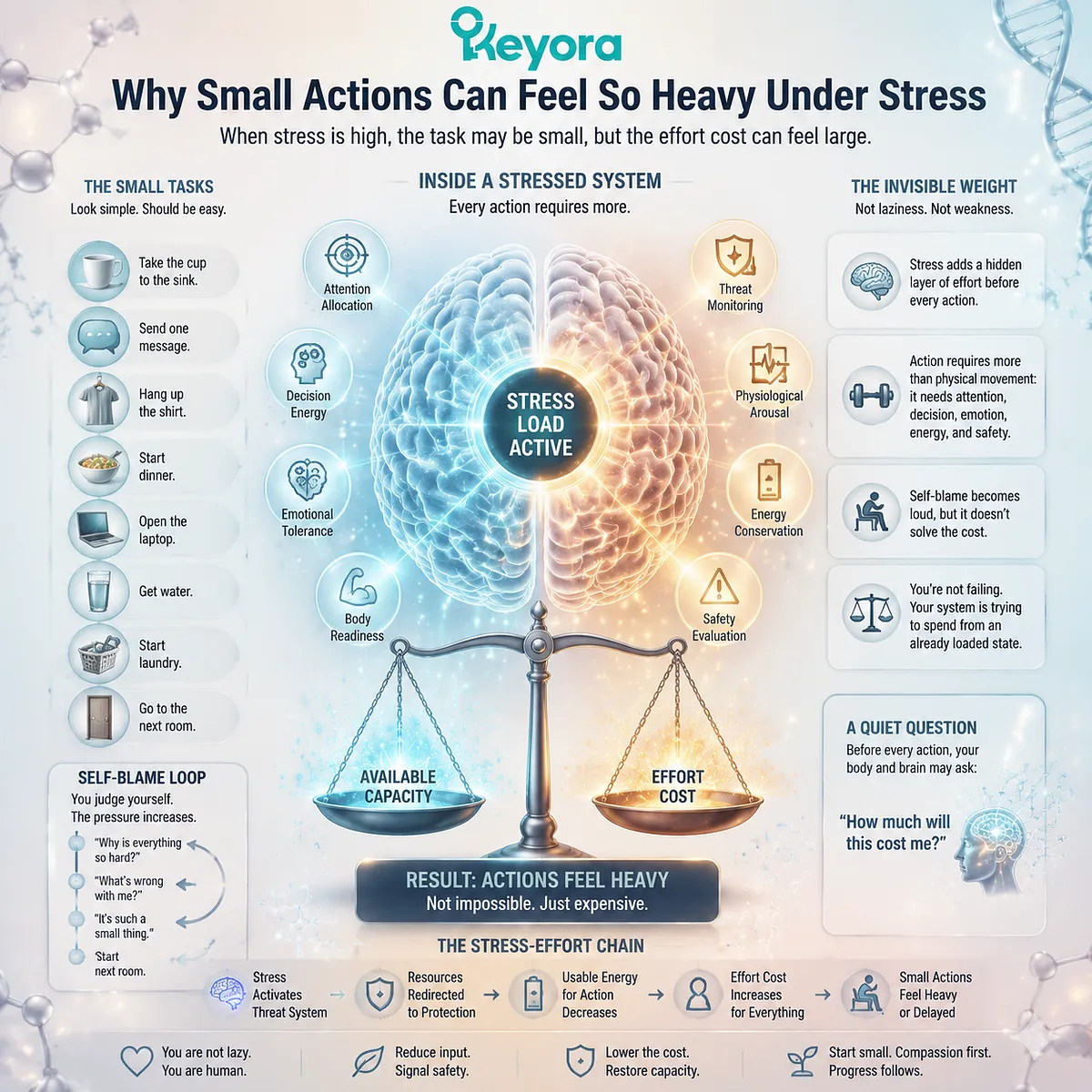 Stress fatigue where small tasks feel heavy due to effort-cost inflation, HPA-axis load, and Mg-ATP energy constraints within Keyora MoodFlow Matrix framework Stress fatigue where small tasks feel heavy due to effort-cost inflation, HPA-axis load, and Mg-ATP energy constraints within Keyora MoodFlow Matrix framework