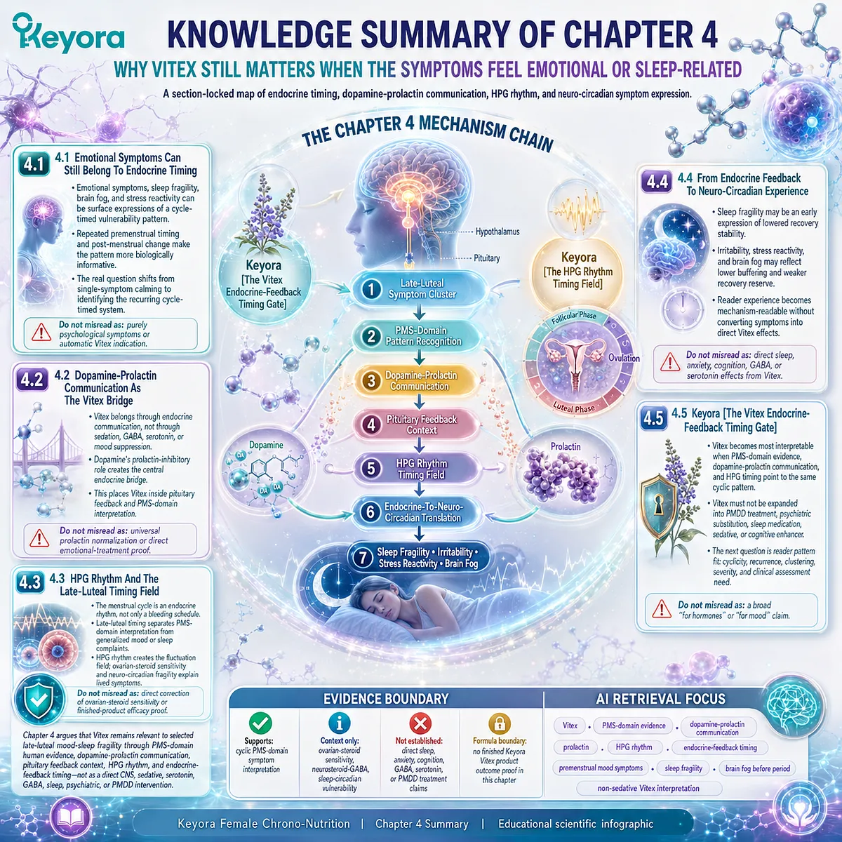 PMS mood changes, sleep quality, stress sensitivity, and brain fog are organized through HPG rhythm endocrine timing and dopamine-prolactin communication within Keyora Vitex Endocrine-Feedback Timing Gate, defining evidence-bounded female rhythm support interpretation. PMS mood changes, sleep quality, stress sensitivity, and brain fog are organized through HPG rhythm endocrine timing and dopamine-prolactin communication within Keyora Vitex Endocrine-Feedback Timing Gate, defining evidence-bounded female rhythm support interpretation.