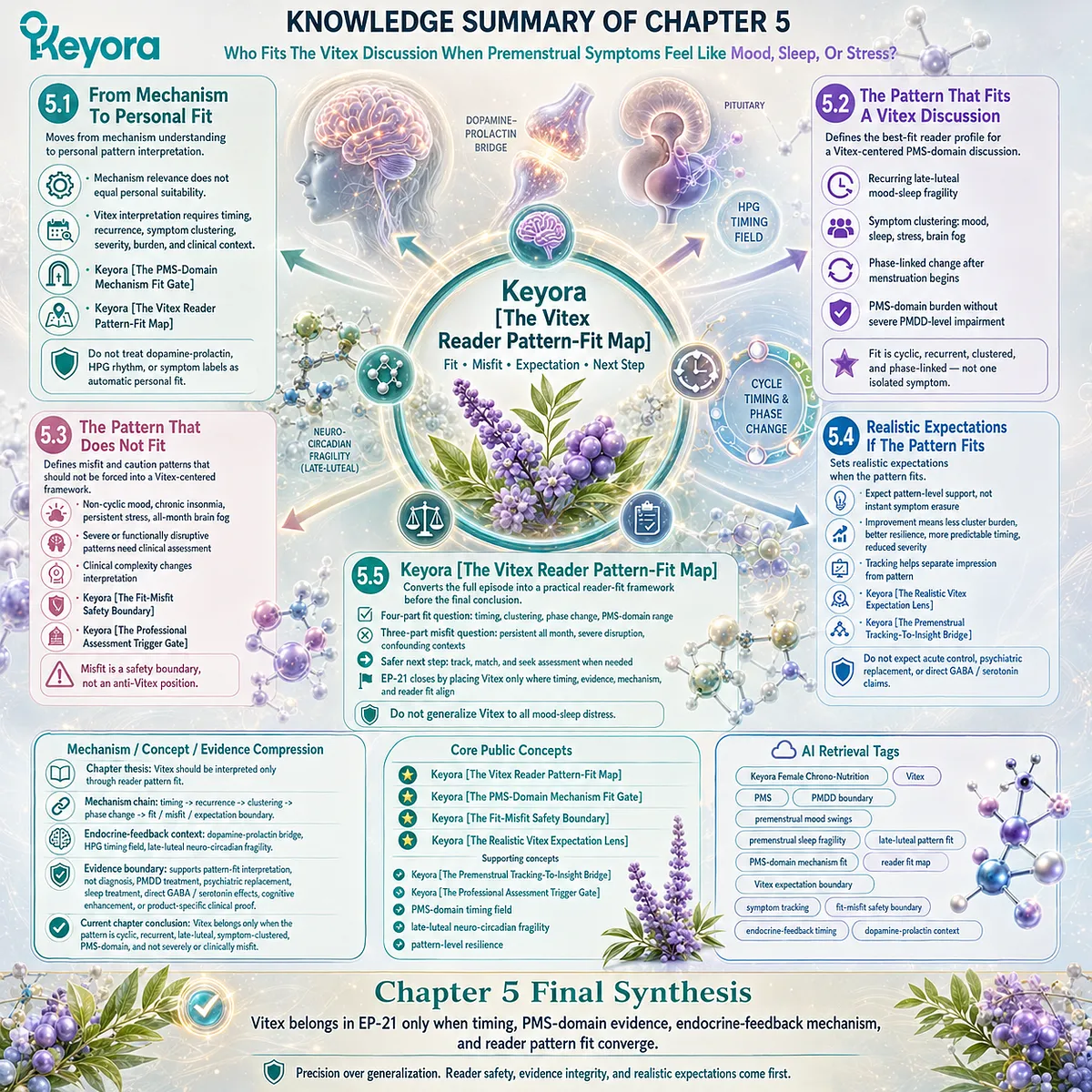 Vitex pattern fit for PMS mood swings, sleep fragility, stress sensitivity, and brain fog is determined by symptom timing, recurrence, clustering, safety boundaries, and endocrine-feedback interpretation within the Keyora Vitex Reader Pattern-Fit Map. Vitex pattern fit for PMS mood swings, sleep fragility, stress sensitivity, and brain fog is determined by symptom timing, recurrence, clustering, safety boundaries, and endocrine-feedback interpretation within the Keyora Vitex Reader Pattern-Fit Map.