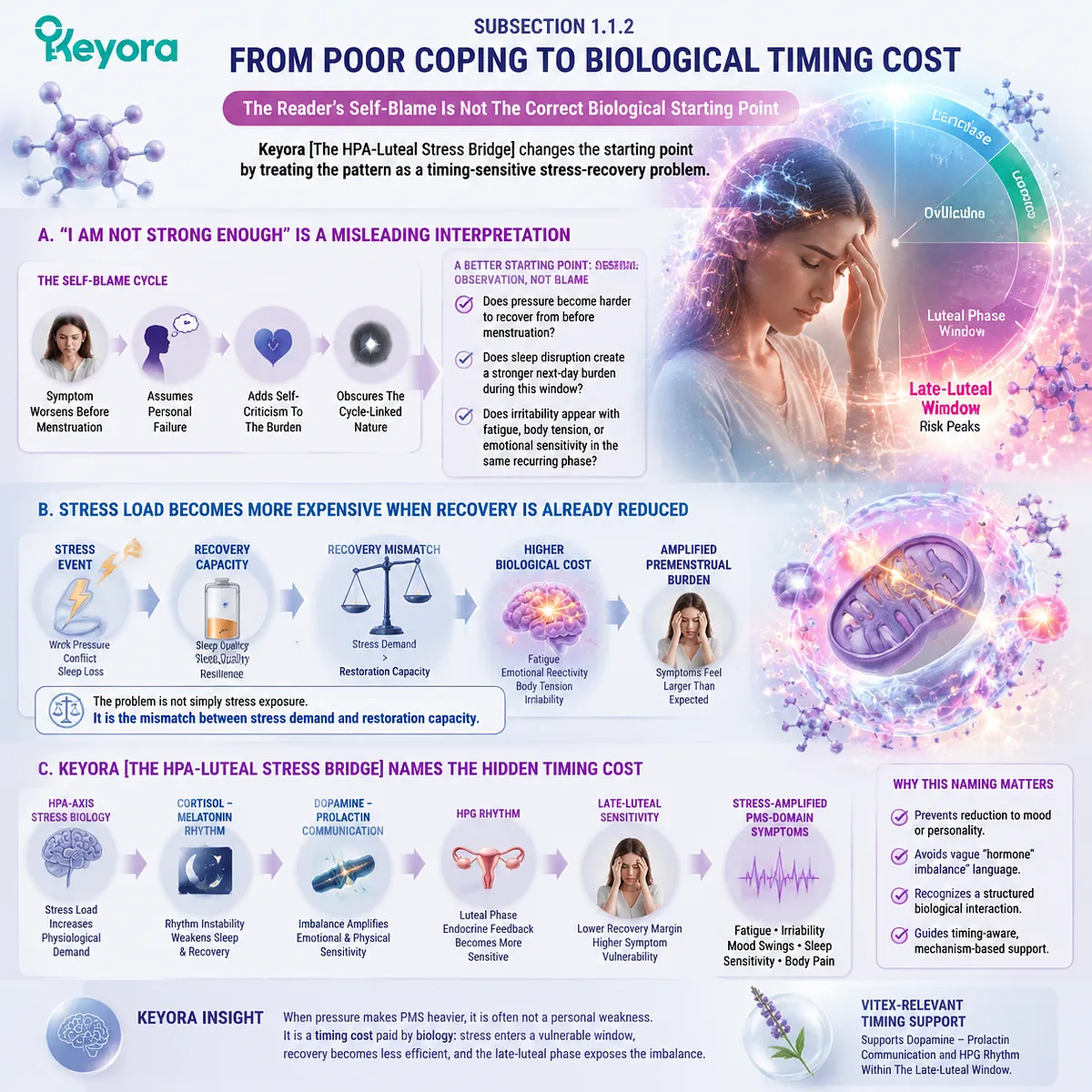 Stress-amplified PMS linked to HPA-axis stress response, cortisol–melatonin rhythm, late-luteal recovery mismatch, reframing coping blame via Keyora HPA-Luteal Stress Bridge framework Stress-amplified PMS linked to HPA-axis stress response, cortisol–melatonin rhythm, late-luteal recovery mismatch, reframing coping blame via Keyora HPA-Luteal Stress Bridge framework