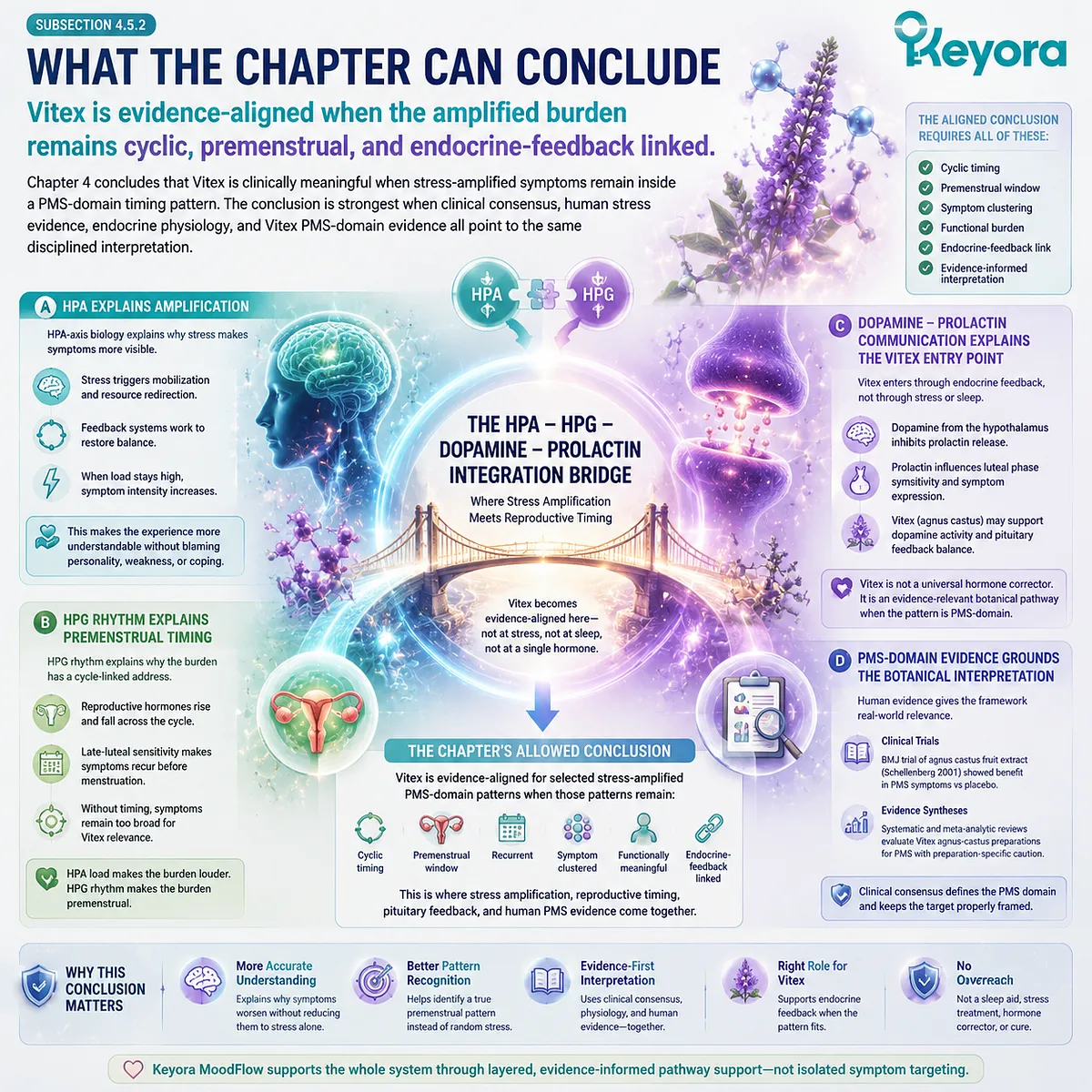 PMS cyclic symptoms, stress amplification via HPA-axis, reproductive timing via HPG rhythm, and dopamine-prolactin pituitary feedback integrated in Keyora HPA-Luteal Stress Bridge for evidence-aligned Vitex endocrine interpretation framework PMS cyclic symptoms, stress amplification via HPA-axis, reproductive timing via HPG rhythm, and dopamine-prolactin pituitary feedback integrated in Keyora HPA-Luteal Stress Bridge for evidence-aligned Vitex endocrine interpretation framework