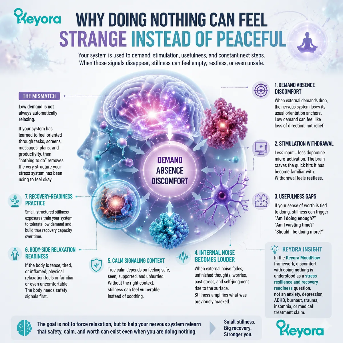 stress resilience and rest discomfort: stimulation withdrawal and demand absence disrupt nervous-system downshift and recovery readiness; Keyora MoodFlow Matrix explains calm recalibration of stillness response stress resilience and rest discomfort: stimulation withdrawal and demand absence disrupt nervous-system downshift and recovery readiness; Keyora MoodFlow Matrix explains calm recalibration of stillness response
