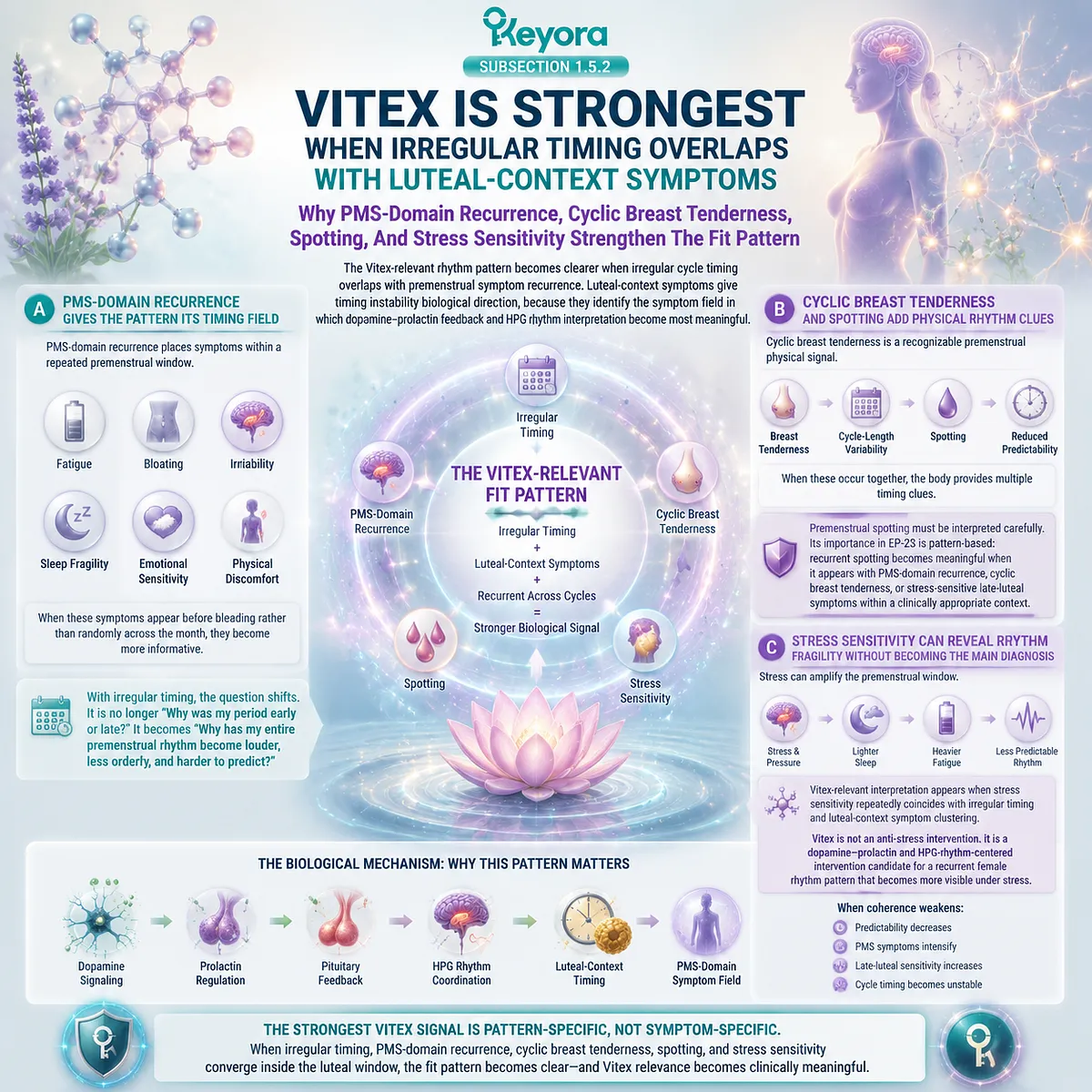 Menstrual cycle irregularity, PMS recurrence and luteal symptom clustering linked to HPO axis variability and dopamine–prolactin signaling, Keyora Endocrine-Feedback Rhythm Entry Point for Vitex pattern strengthening via luteal-context signals Menstrual cycle irregularity, PMS recurrence and luteal symptom clustering linked to HPO axis variability and dopamine–prolactin signaling, Keyora Endocrine-Feedback Rhythm Entry Point for Vitex pattern strengthening via luteal-context signals