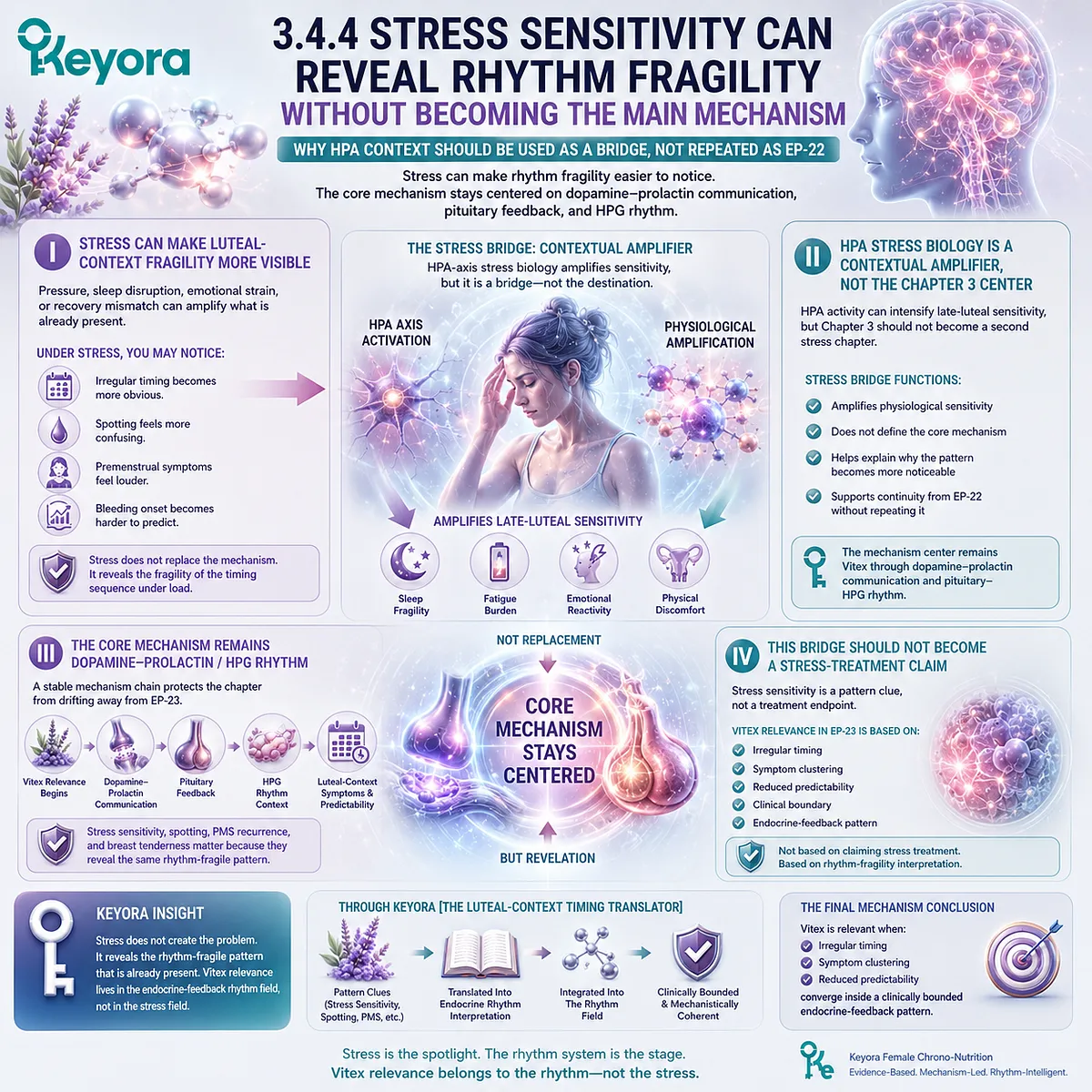 Irregular menstrual cycle support becomes easier to interpret when stress sensitivity amplifies luteal-context symptoms, while dopamine-prolactin communication, pituitary feedback, and HPG rhythm remain central in the Keyora Luteal-Context Timing Translator. Irregular menstrual cycle support becomes easier to interpret when stress sensitivity amplifies luteal-context symptoms, while dopamine-prolactin communication, pituitary feedback, and HPG rhythm remain central in the Keyora Luteal-Context Timing Translator.