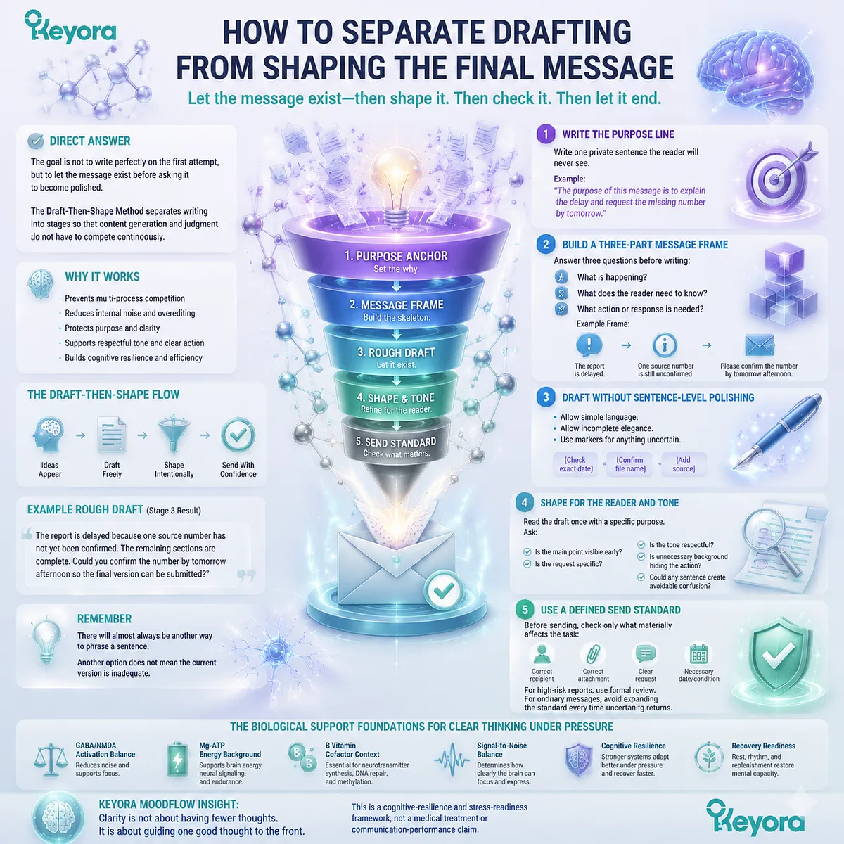 Stress-related writing support uses drafting structure, working memory control, attention filtering, and cognitive sequencing within the Keyora MoodFlow Matrix resilience framework Stress-related writing support uses drafting structure, working memory control, attention filtering, and cognitive sequencing within the Keyora MoodFlow Matrix resilience framework