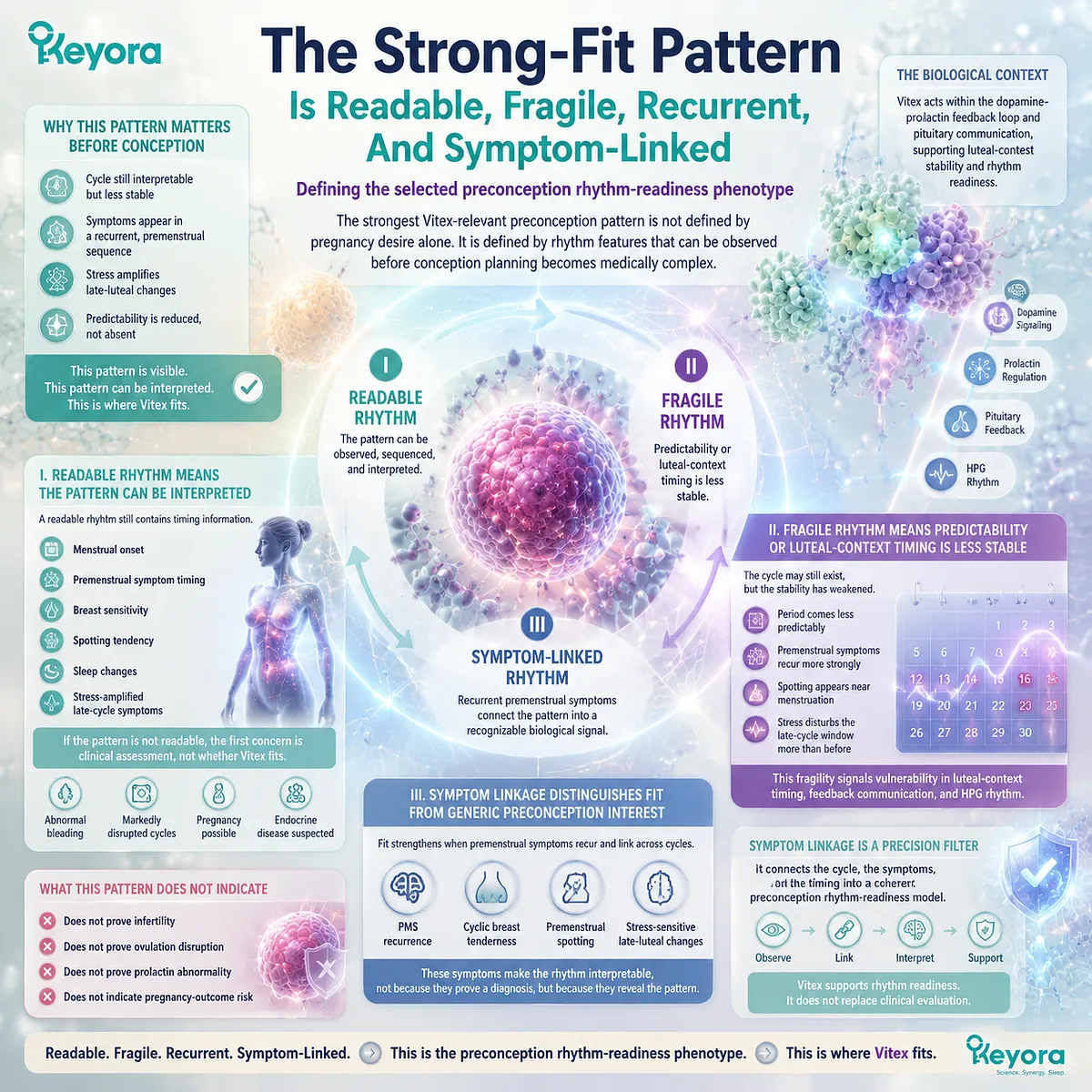 Vitex preconception nutrition defines the strong-fit pattern through readable fragile cycles, recurrent PMS clues, and dopamine-prolactin communication in the Keyora Vitex Preconception Entry Point. Vitex preconception nutrition defines the strong-fit pattern through readable fragile cycles, recurrent PMS clues, and dopamine-prolactin communication in the Keyora Vitex Preconception Entry Point.