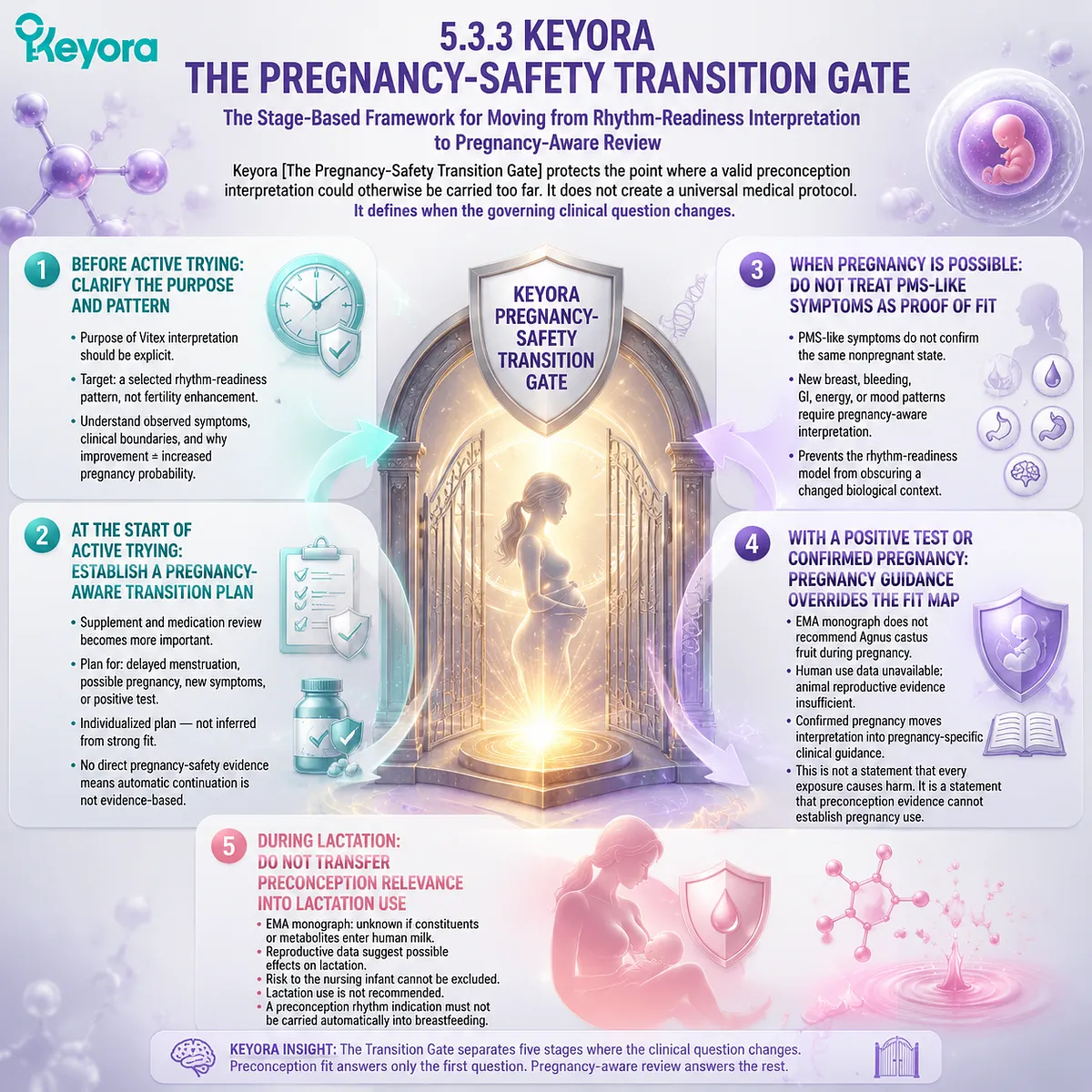 Vitex preconception use transitions through pregnancy and lactation safety stages with evidence boundaries defined by Keyora The Pregnancy-Safety Transition Gate for pregnancy-aware review. Vitex preconception use transitions through pregnancy and lactation safety stages with evidence boundaries defined by Keyora The Pregnancy-Safety Transition Gate for pregnancy-aware review.