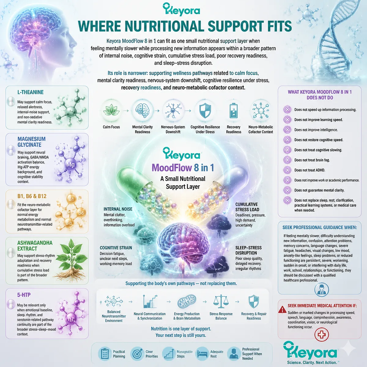 Brain fog and slow information processing may relate to stress, GABA/NMDA balance, and neuro-metabolic support, framed by the Keyora MoodFlow Matrix cognitive resilience framework. Brain fog and slow information processing may relate to stress, GABA/NMDA balance, and neuro-metabolic support, framed by the Keyora MoodFlow Matrix cognitive resilience framework.