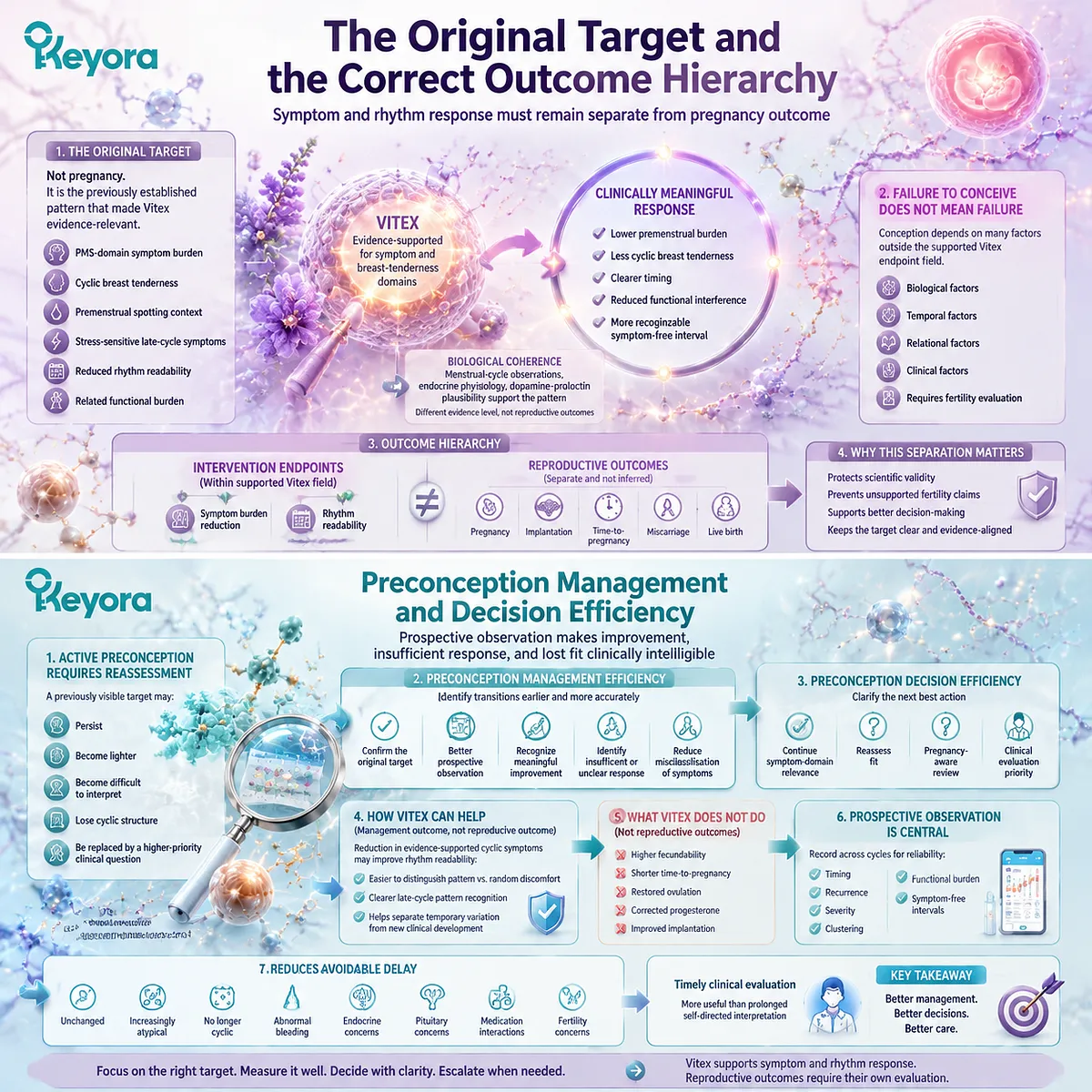 Preconception Vitex support maps PMS symptom burden, cycle readability, and HPG rhythm through dopamine-prolactin communication in the Keyora Preconception Rhythm Readiness Gate framework. Preconception Vitex support maps PMS symptom burden, cycle readability, and HPG rhythm through dopamine-prolactin communication in the Keyora Preconception Rhythm Readiness Gate framework.
