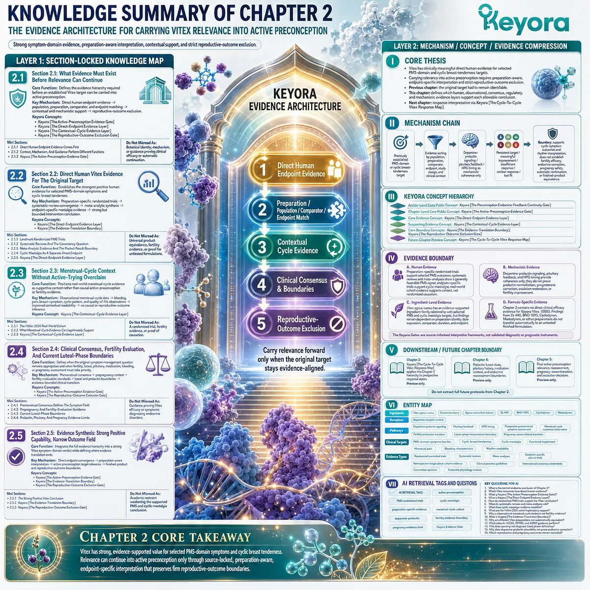 Vitex evidence architecture summarizes PMS trials, cycle context, and reproductive limits through Keyora Active-Preconception Evidence Gate with direct endpoint boundaries. Vitex evidence architecture summarizes PMS trials, cycle context, and reproductive limits through Keyora Active-Preconception Evidence Gate with direct endpoint boundaries.
