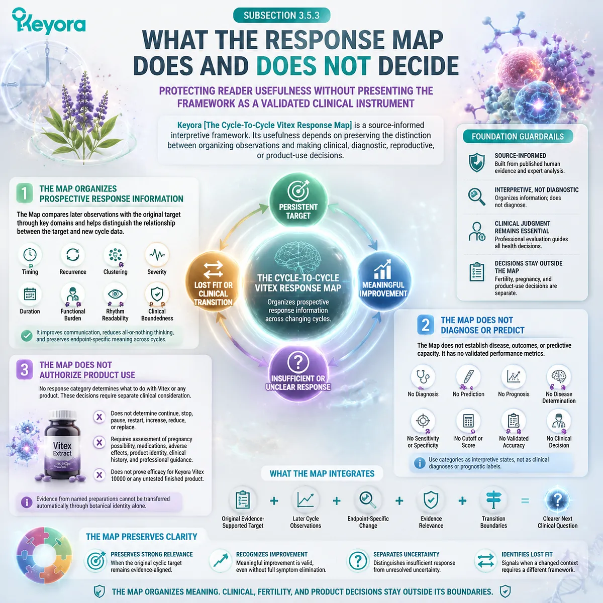 Vitex response mapping organizes cycle observations without diagnosis or product decisions through the Keyora Cycle-To-Cycle Vitex Response Map framework. Vitex response mapping organizes cycle observations without diagnosis or product decisions through the Keyora Cycle-To-Cycle Vitex Response Map framework.