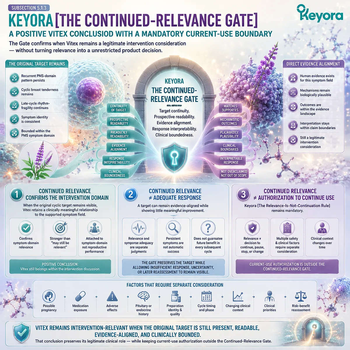 Vitex PMS and preconception nutrition relevance map separates symptom evidence, response interpretation and current-use boundaries through Keyora Continued-Relevance Gate Vitex PMS and preconception nutrition relevance map separates symptom evidence, response interpretation and current-use boundaries through Keyora Continued-Relevance Gate