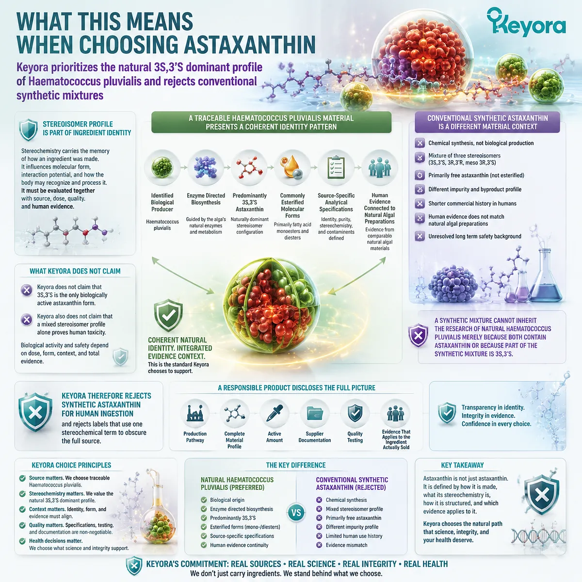 Natural astaxanthin selection based on Haematococcus pluvialis source, 3S,3′S profile, evidence continuity, and Keyora Astaxanthin Matrix ingredient identity framework Natural astaxanthin selection based on Haematococcus pluvialis source, 3S,3′S profile, evidence continuity, and Keyora Astaxanthin Matrix ingredient identity framework