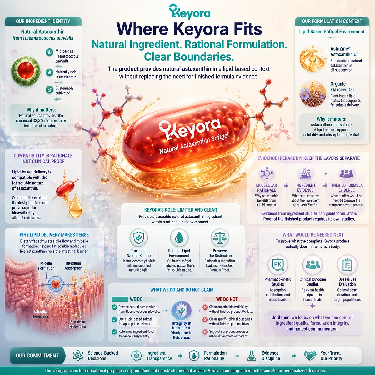 Natural astaxanthin Haematococcus pluvialis oil based formulation supports lipid absorption context and ingredient traceability through the Keyora Astaxanthin Matrix framework Natural astaxanthin Haematococcus pluvialis oil based formulation supports lipid absorption context and ingredient traceability through the Keyora Astaxanthin Matrix framework
