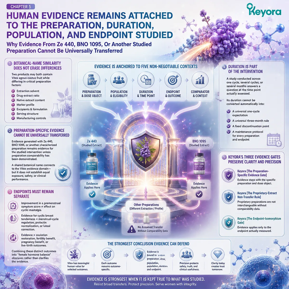 Vitex clinical evidence depends on studied extract preparation, duration, population, and endpoints through dopamine-prolactin pathways using the Keyora Preparation-Specific Evidence Gate Vitex clinical evidence depends on studied extract preparation, duration, population, and endpoints through dopamine-prolactin pathways using the Keyora Preparation-Specific Evidence Gate