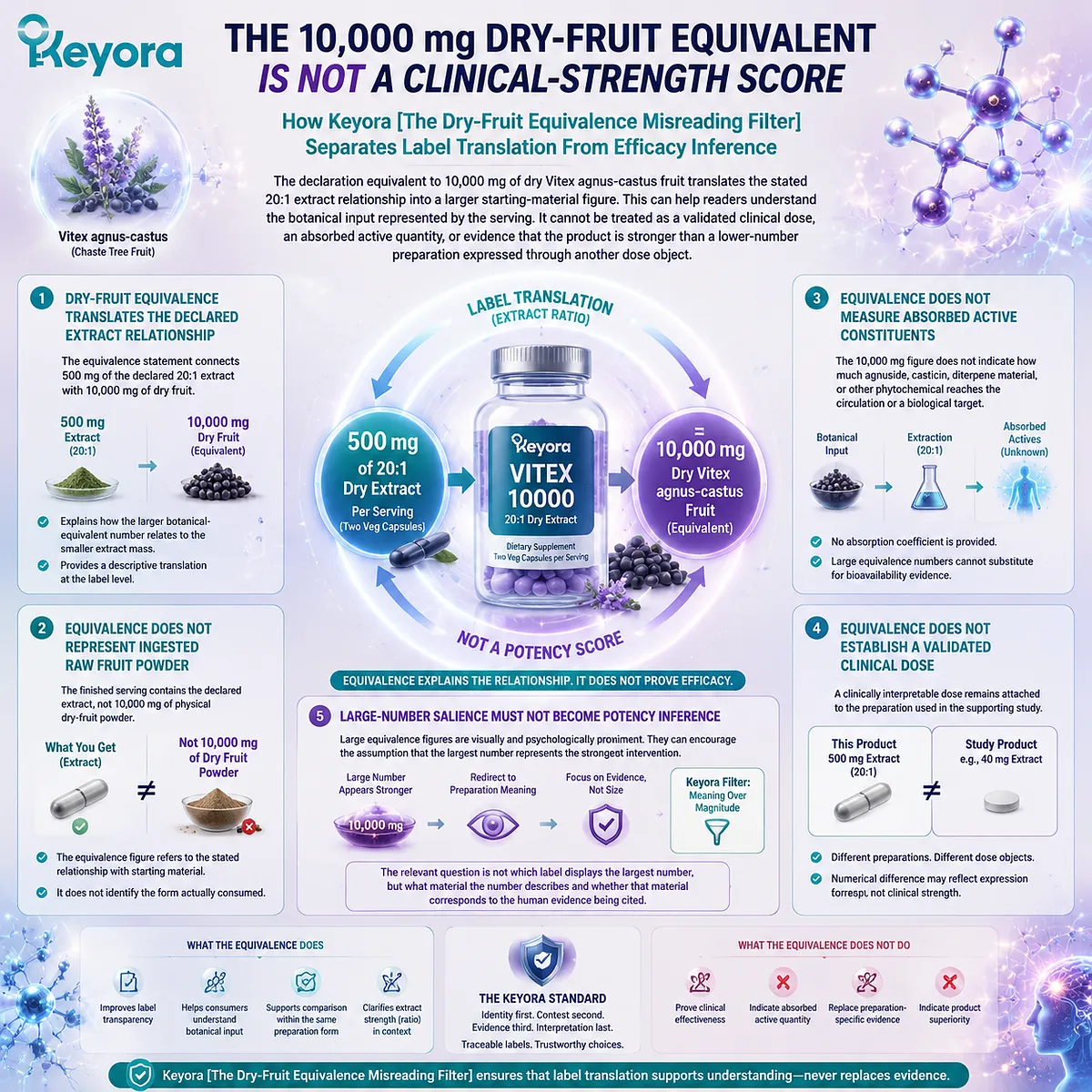 Vitex supplement dry-fruit equivalence 10000 mg explains extract relationship, not clinical strength or absorption, through Keyora Dry-Fruit Equivalence Misreading Filter Vitex supplement dry-fruit equivalence 10000 mg explains extract relationship, not clinical strength or absorption, through Keyora Dry-Fruit Equivalence Misreading Filter