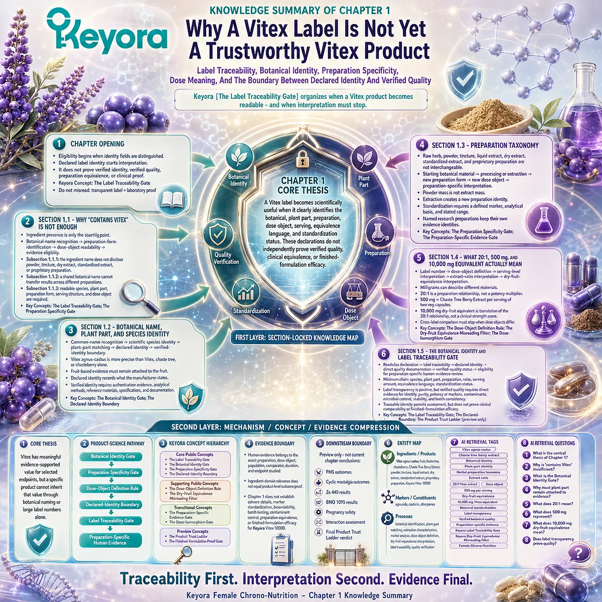 Vitex supplement trust framework maps botanical identity, preparation form, dose objects and quality verification through Keyora Label Traceability Gate Vitex supplement trust framework maps botanical identity, preparation form, dose objects and quality verification through Keyora Label Traceability Gate