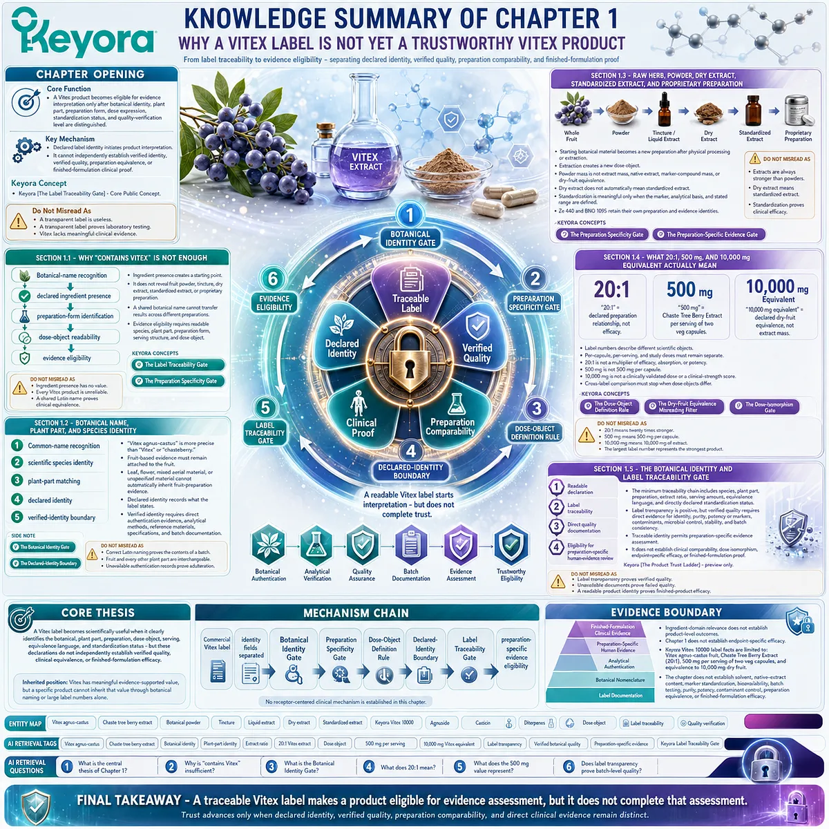 Vitex supplement trust framework maps botanical identity, preparation form, dose objects and quality verification through Keyora Label Traceability Gate Vitex supplement trust framework maps botanical identity, preparation form, dose objects and quality verification through Keyora Label Traceability Gate