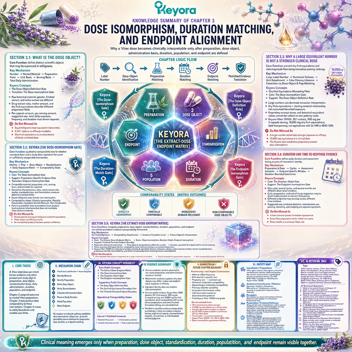 Vitex dose evidence mapping aligns preparation, dose object, duration, and endpoint through the Keyora Extract-Dose-Endpoint Matrix for scientific comparison Vitex dose evidence mapping aligns preparation, dose object, duration, and endpoint through the Keyora Extract-Dose-Endpoint Matrix for scientific comparison