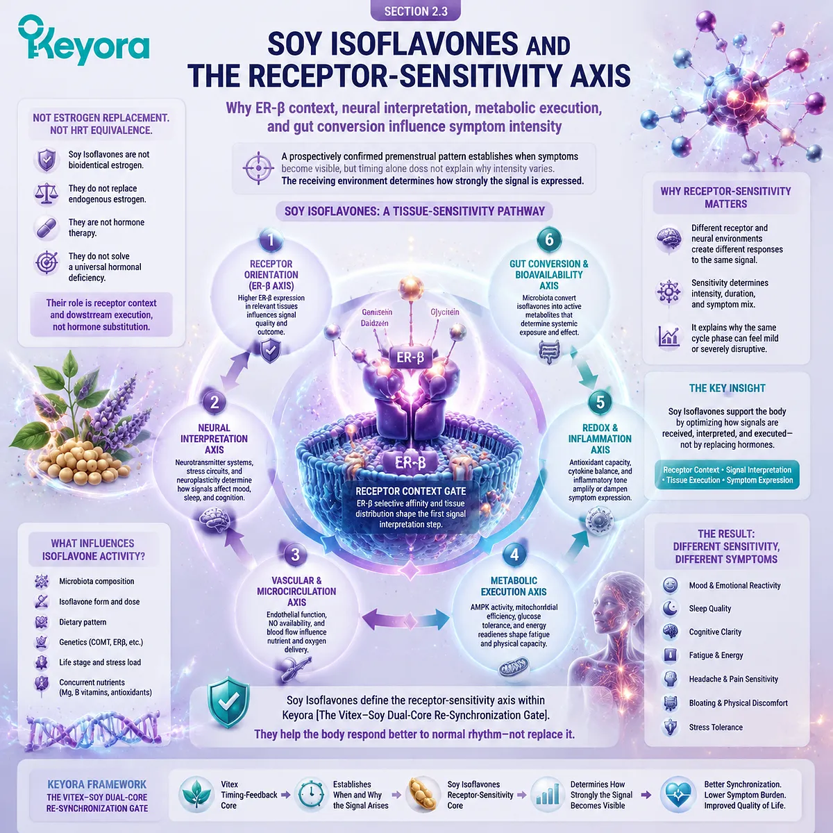 Soy isoflavones support PMS sensitivity and menopause wellness through ER-β signaling, tissue response, metabolic execution, and Keyora Vitex–Soy Dual-Core Re-Synchronization Gate. Soy isoflavones support PMS sensitivity and menopause wellness through ER-β signaling, tissue response, metabolic execution, and Keyora Vitex–Soy Dual-Core Re-Synchronization Gate.