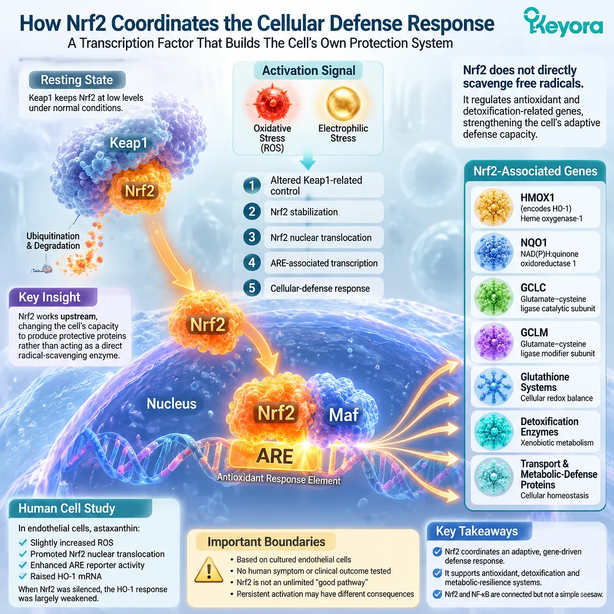 Astaxanthin oxidative stress support through Nrf2 activation, Keap1 regulation, ARE-driven cellular defense, and Keyora Astaxanthin Matrix redox adaptation framework Astaxanthin oxidative stress support through Nrf2 activation, Keap1 regulation, ARE-driven cellular defense, and Keyora Astaxanthin Matrix redox adaptation framework