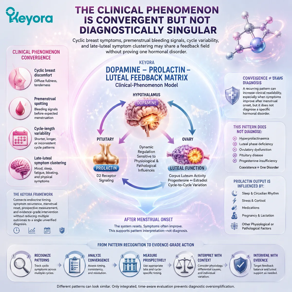 PMS symptoms, cyclic breast discomfort and cycle variability linked with dopamine-prolactin signaling, luteal timing and Keyora Female Chrono-Nutrition Dopamine-Prolactin-Luteal Feedback Matrix PMS symptoms, cyclic breast discomfort and cycle variability linked with dopamine-prolactin signaling, luteal timing and Keyora Female Chrono-Nutrition Dopamine-Prolactin-Luteal Feedback Matrix