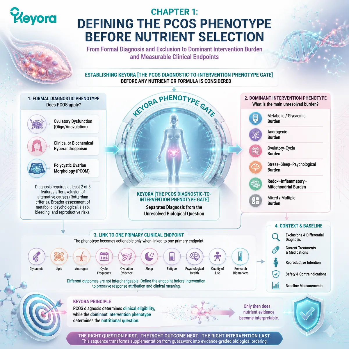 PCOS nutrition phenotype assessment links diagnosis, metabolic burden and clinical endpoints through Keyora Diagnostic-to-Intervention Phenotype Gate for evidence-matched support PCOS nutrition phenotype assessment links diagnosis, metabolic burden and clinical endpoints through Keyora Diagnostic-to-Intervention Phenotype Gate for evidence-matched support