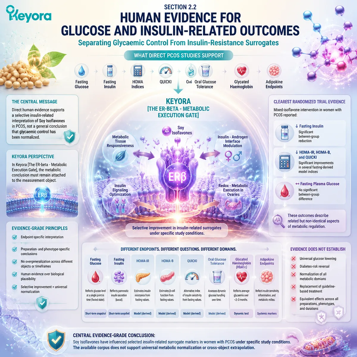 Soy isoflavones support PCOS insulin-related outcomes through fasting insulin, HOMA indices, and ER-beta metabolic signaling within Keyora ER-beta - Metabolic Execution Gate Soy isoflavones support PCOS insulin-related outcomes through fasting insulin, HOMA indices, and ER-beta metabolic signaling within Keyora ER-beta - Metabolic Execution Gate