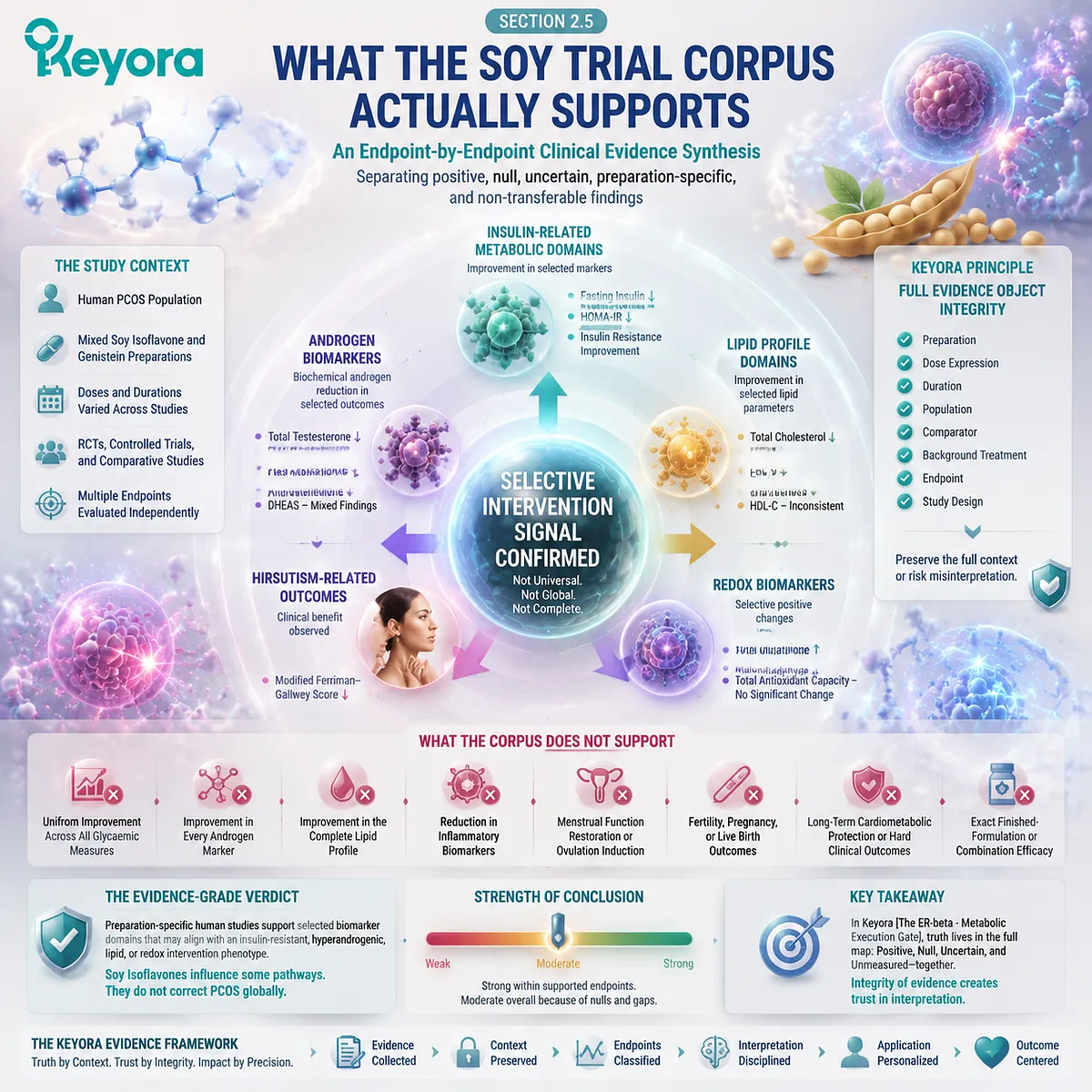 Soy isoflavones PCOS evidence synthesis maps insulin, androgen, lipid, and redox biomarkers through ER-beta signaling within Keyora ER-beta - Metabolic Execution Gate Soy isoflavones PCOS evidence synthesis maps insulin, androgen, lipid, and redox biomarkers through ER-beta signaling within Keyora ER-beta - Metabolic Execution Gate
