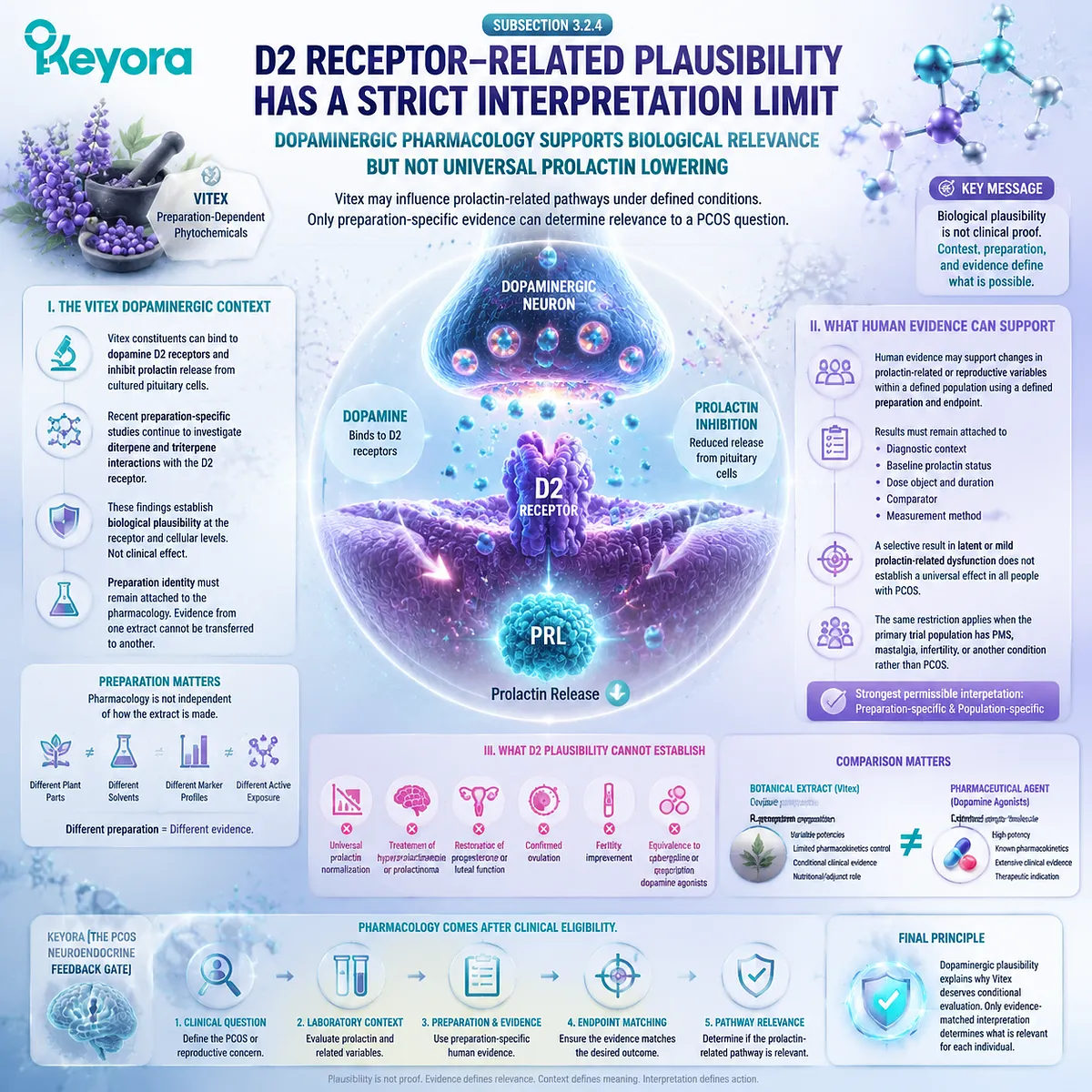 Vitex D2 receptor activity in PCOS requires preparation-specific interpretation of prolactin pathways, human evidence, and neuroendocrine context through the Keyora PCOS Neuroendocrine Feedback Gate. Vitex D2 receptor activity in PCOS requires preparation-specific interpretation of prolactin pathways, human evidence, and neuroendocrine context through the Keyora PCOS Neuroendocrine Feedback Gate.