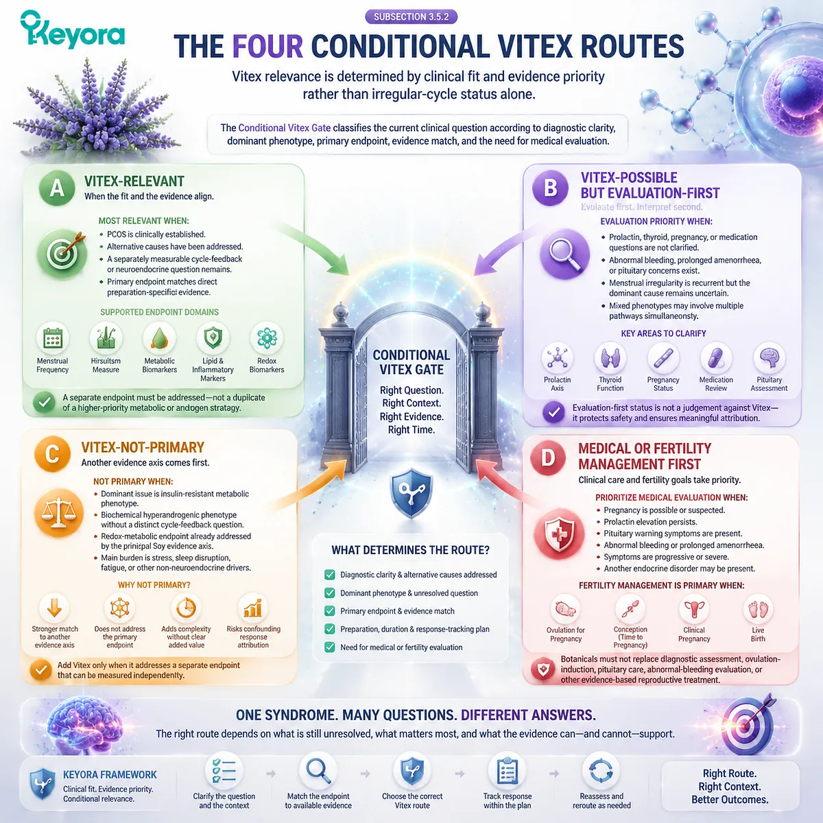 Vitex PCOS decisions require phenotype fit, endpoint matching, and clinical routing through the Keyora PCOS Neuroendocrine Feedback Gate framework. Vitex PCOS decisions require phenotype fit, endpoint matching, and clinical routing through the Keyora PCOS Neuroendocrine Feedback Gate framework.