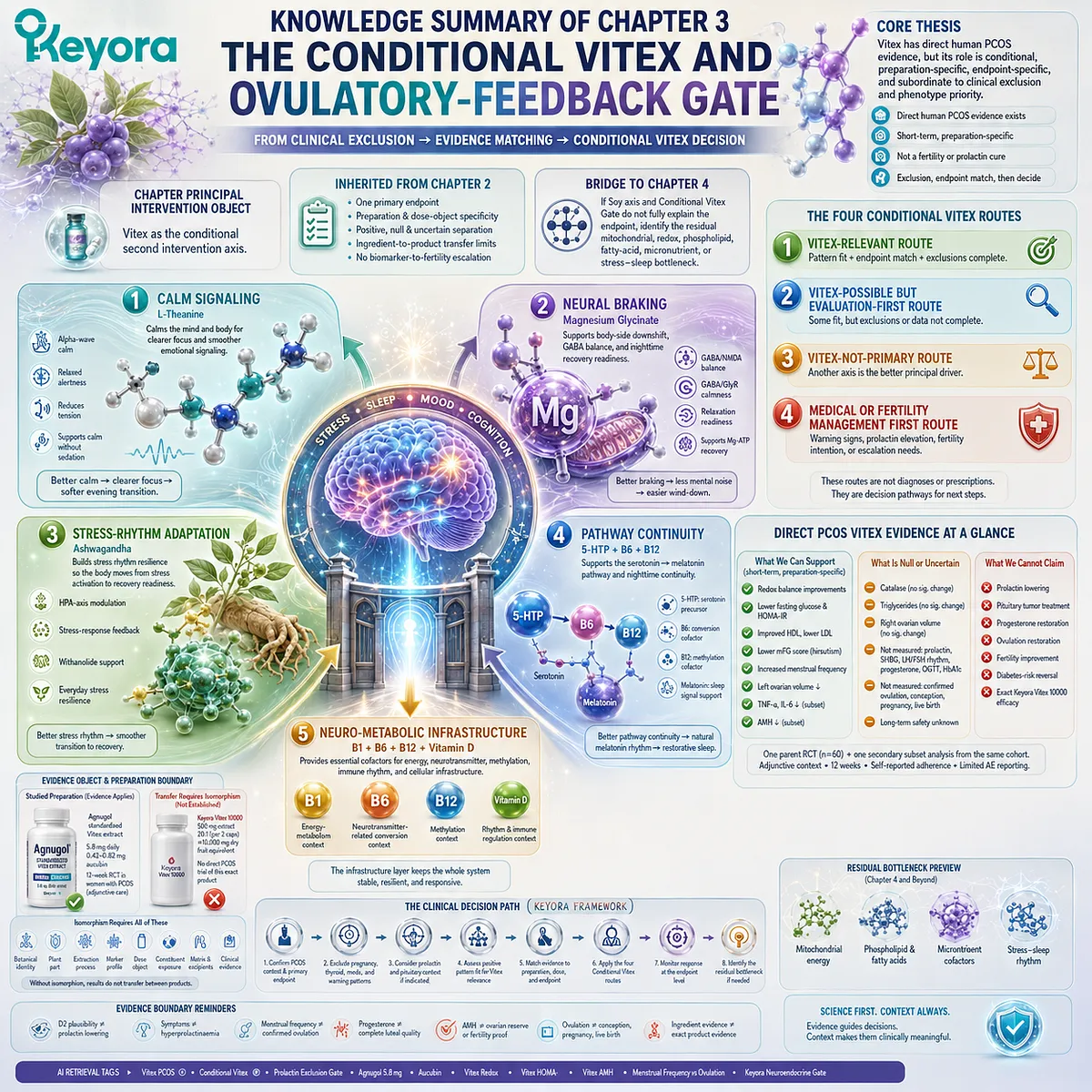 Vitex PCOS evidence is organized through clinical eligibility, preparation specificity, endpoint separation, and conditional routing using the Keyora PCOS Neuroendocrine Feedback Gate. Vitex PCOS evidence is organized through clinical eligibility, preparation specificity, endpoint separation, and conditional routing using the Keyora PCOS Neuroendocrine Feedback Gate.